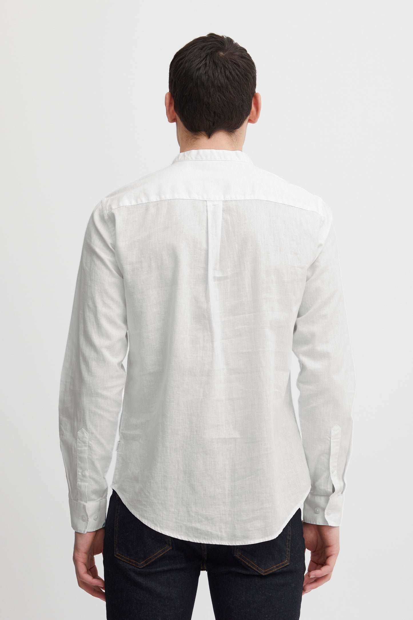 CFANTON Grandad Collar Linen Mix Shirt - White