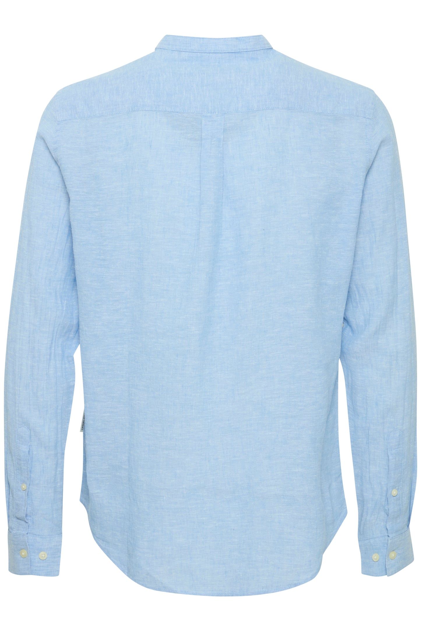 CFANTON Grandad Collar Linen Mix Shirt - Blue