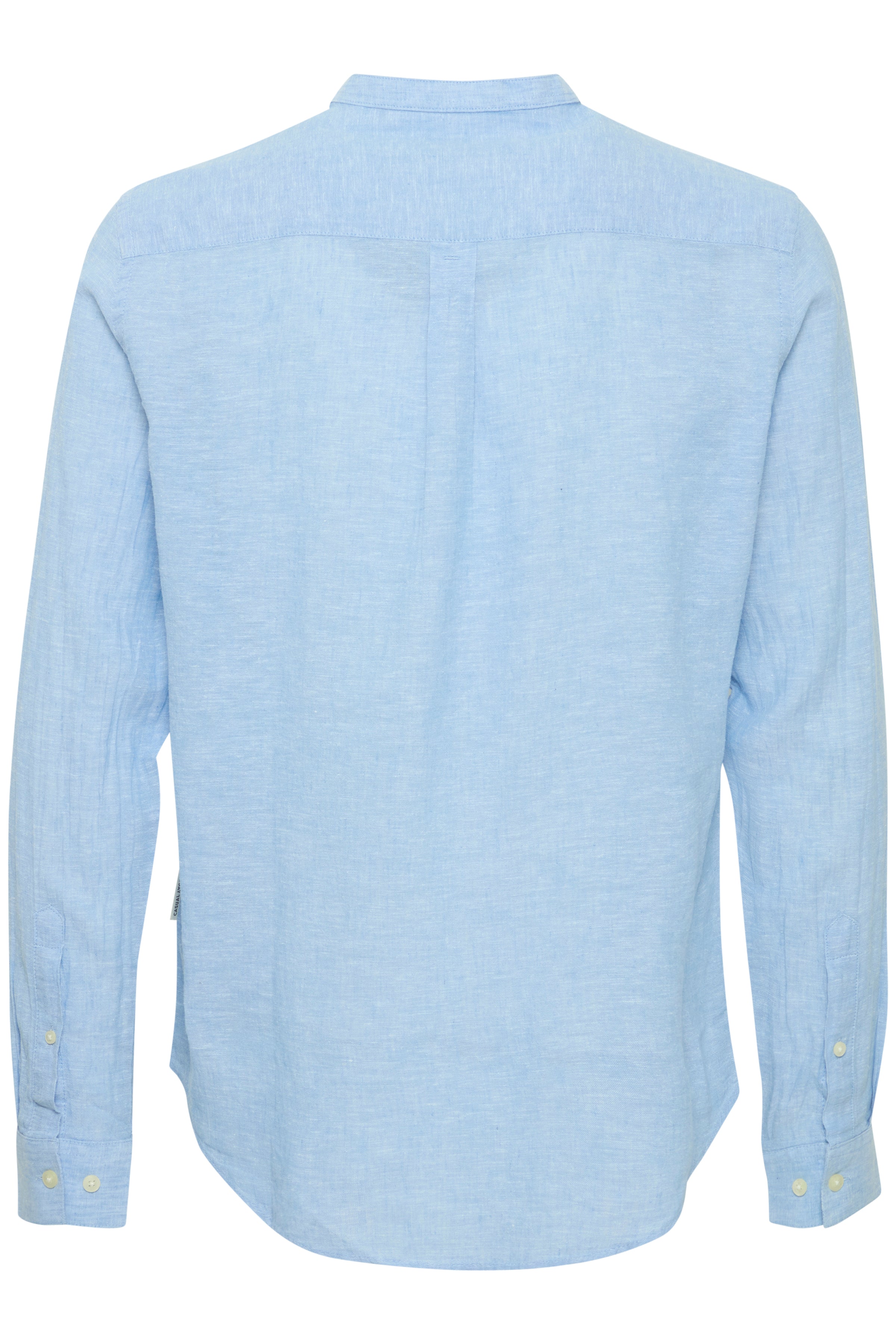 CFANTON Grandad Collar Linen Mix Shirt - Blue