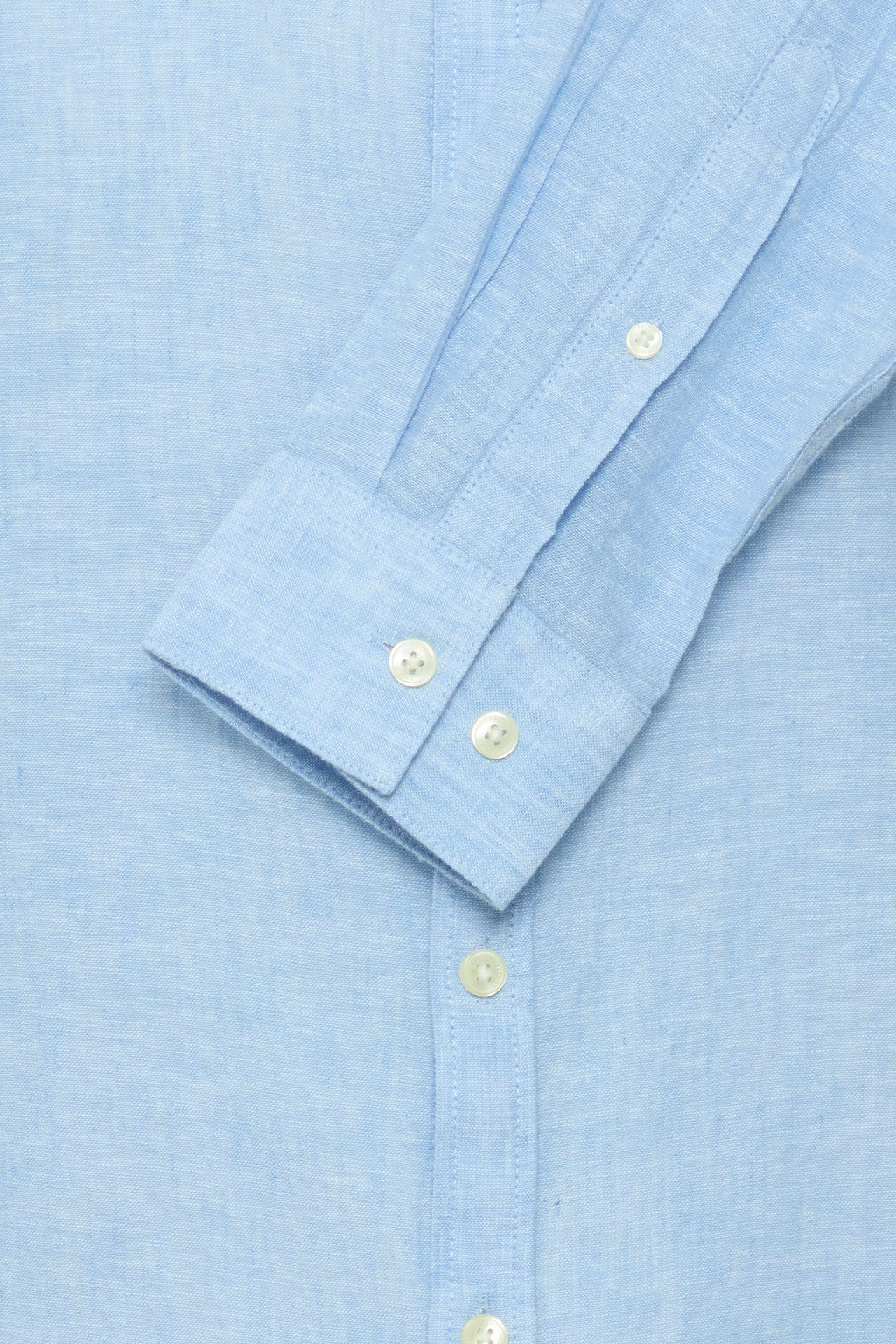 CFANTON Grandad Collar Linen Mix Shirt - Blue