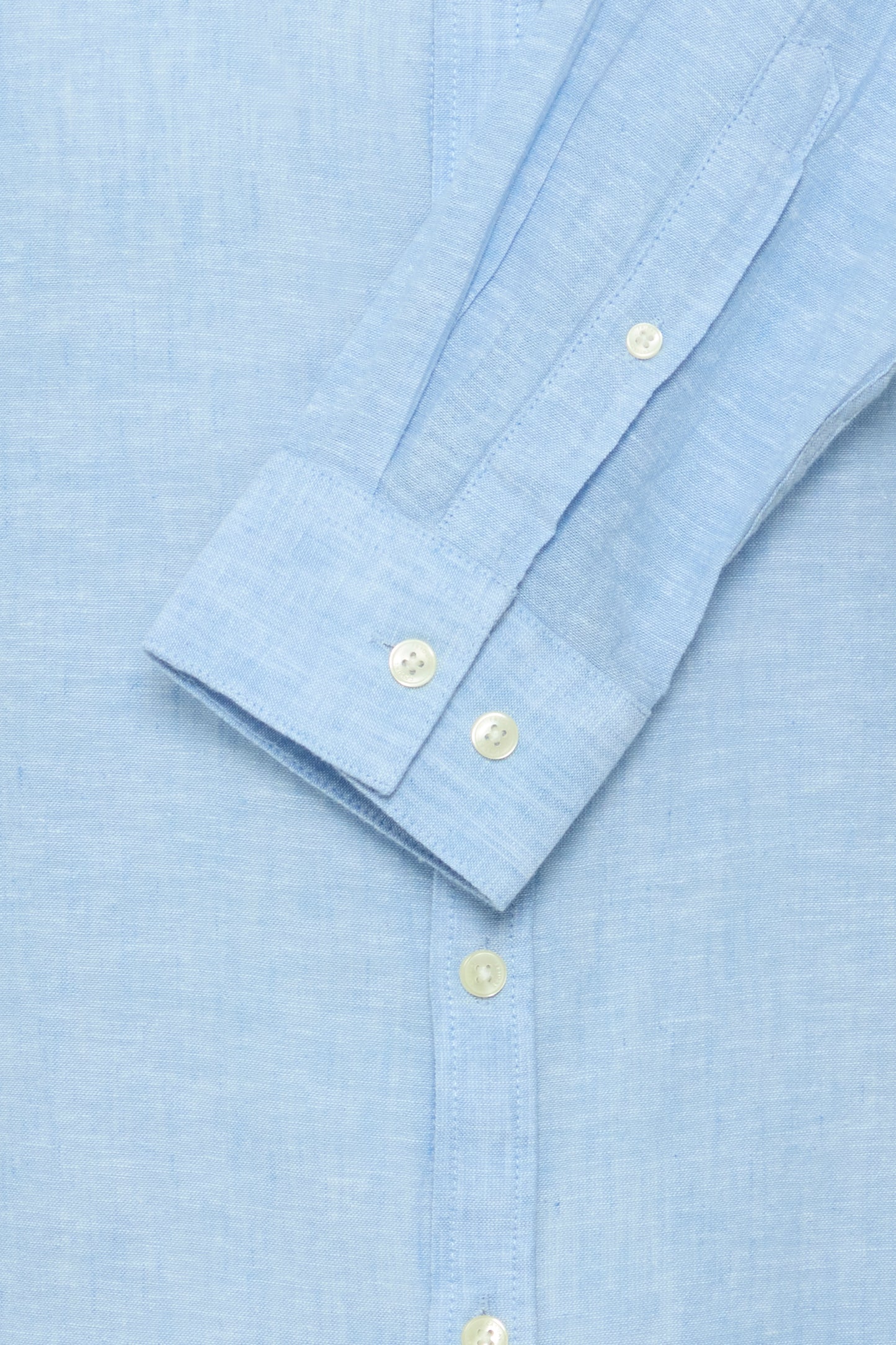 CFANTON Grandad Collar Linen Mix Shirt - Blue