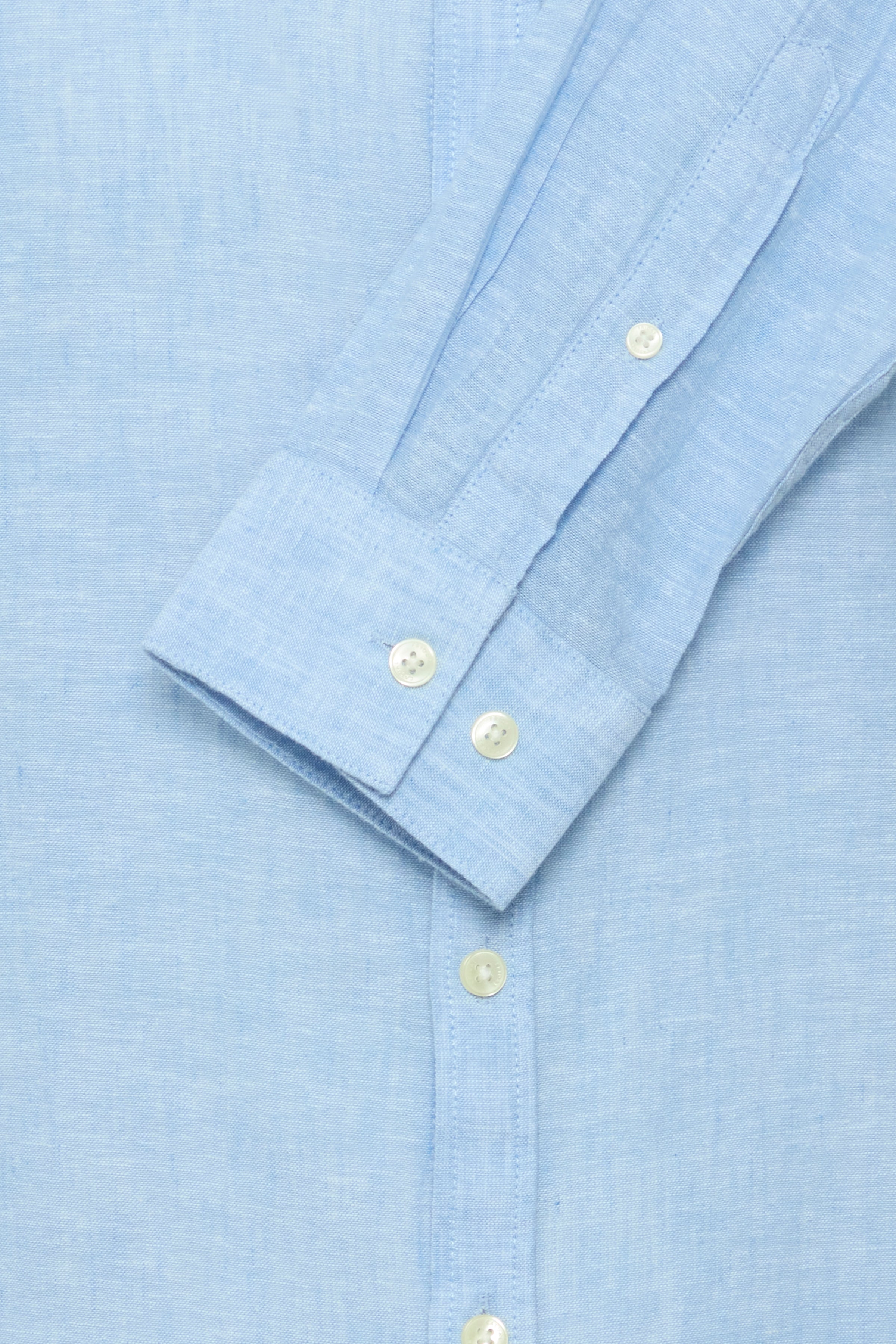CFANTON Grandad Collar Linen Mix Shirt - Blue
