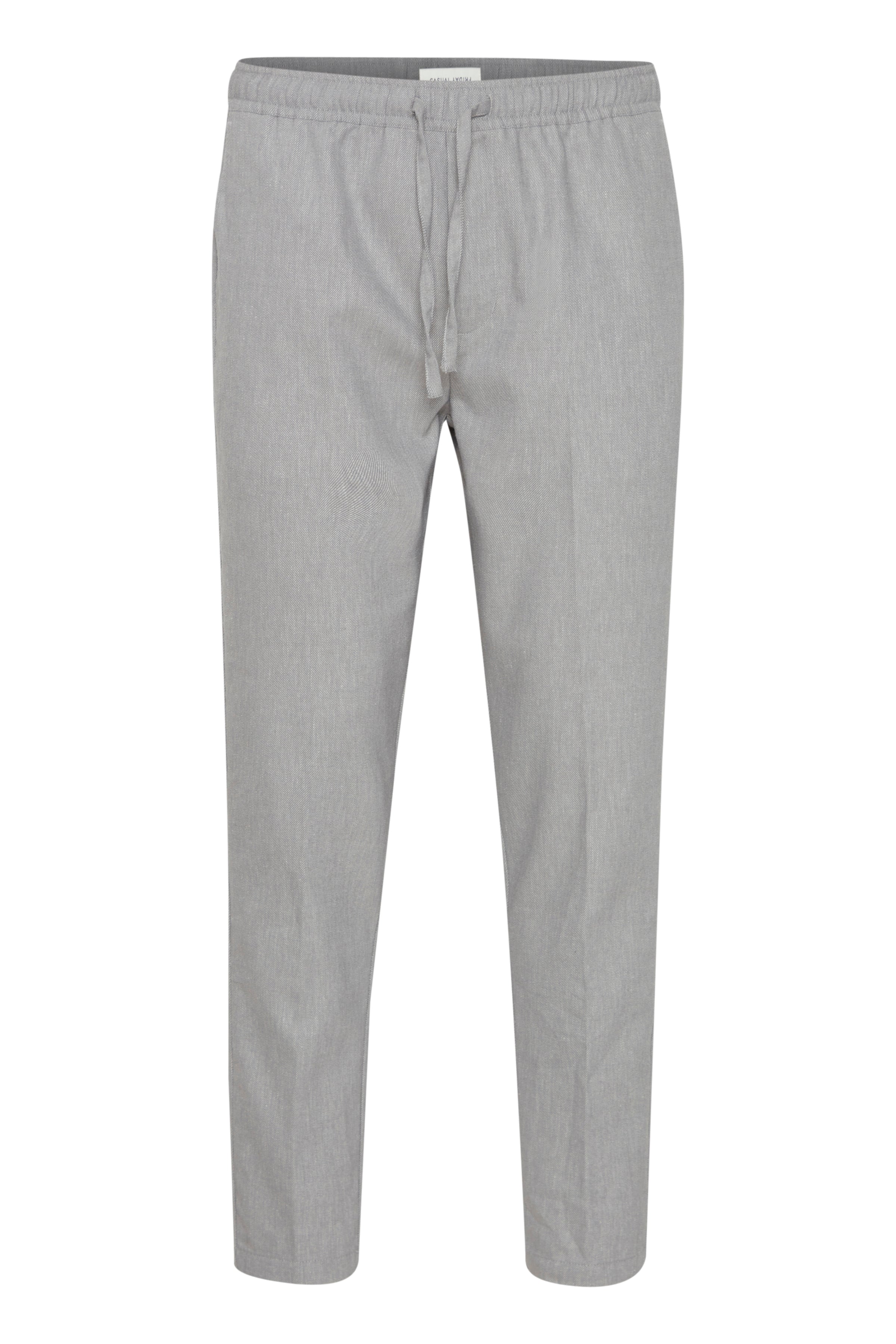 Lightweight Linen Blend Casual Trousers - Pale Grey