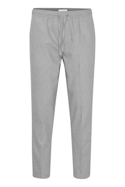 Lightweight Linen Blend Casual Trousers - Pale Grey