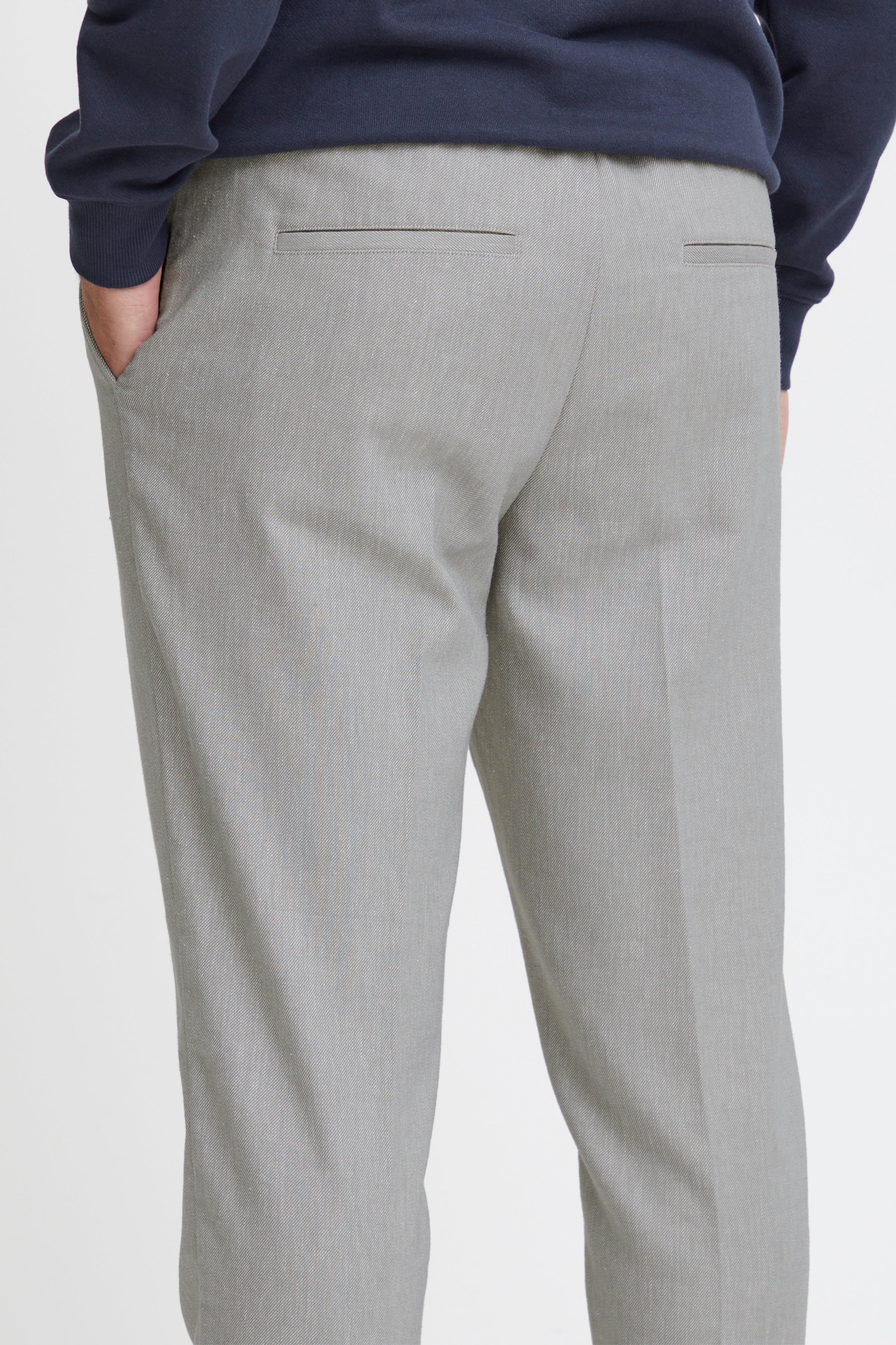 Lightweight Linen Blend Casual Trousers - Pale Grey