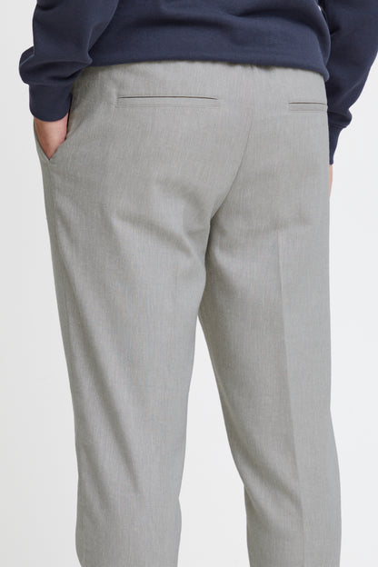 Lightweight Linen Blend Casual Trousers - Pale Grey