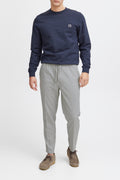Lightweight Linen Blend Casual Trousers - Pale Grey