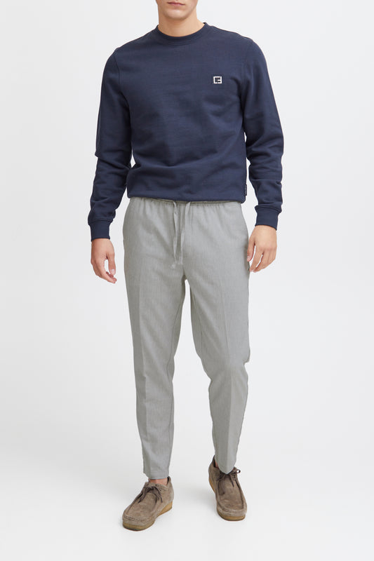 Lightweight Linen Blend Casual Trousers - Pale Grey