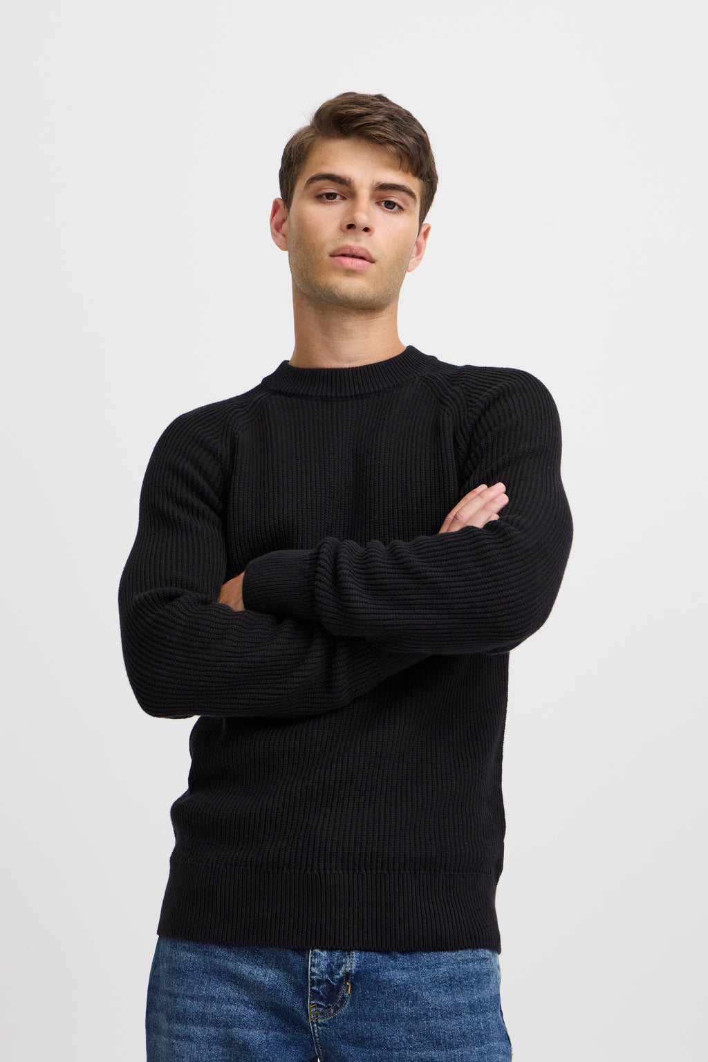 Classic Fine Cable Knit Cotton Jumper - Dark Navy