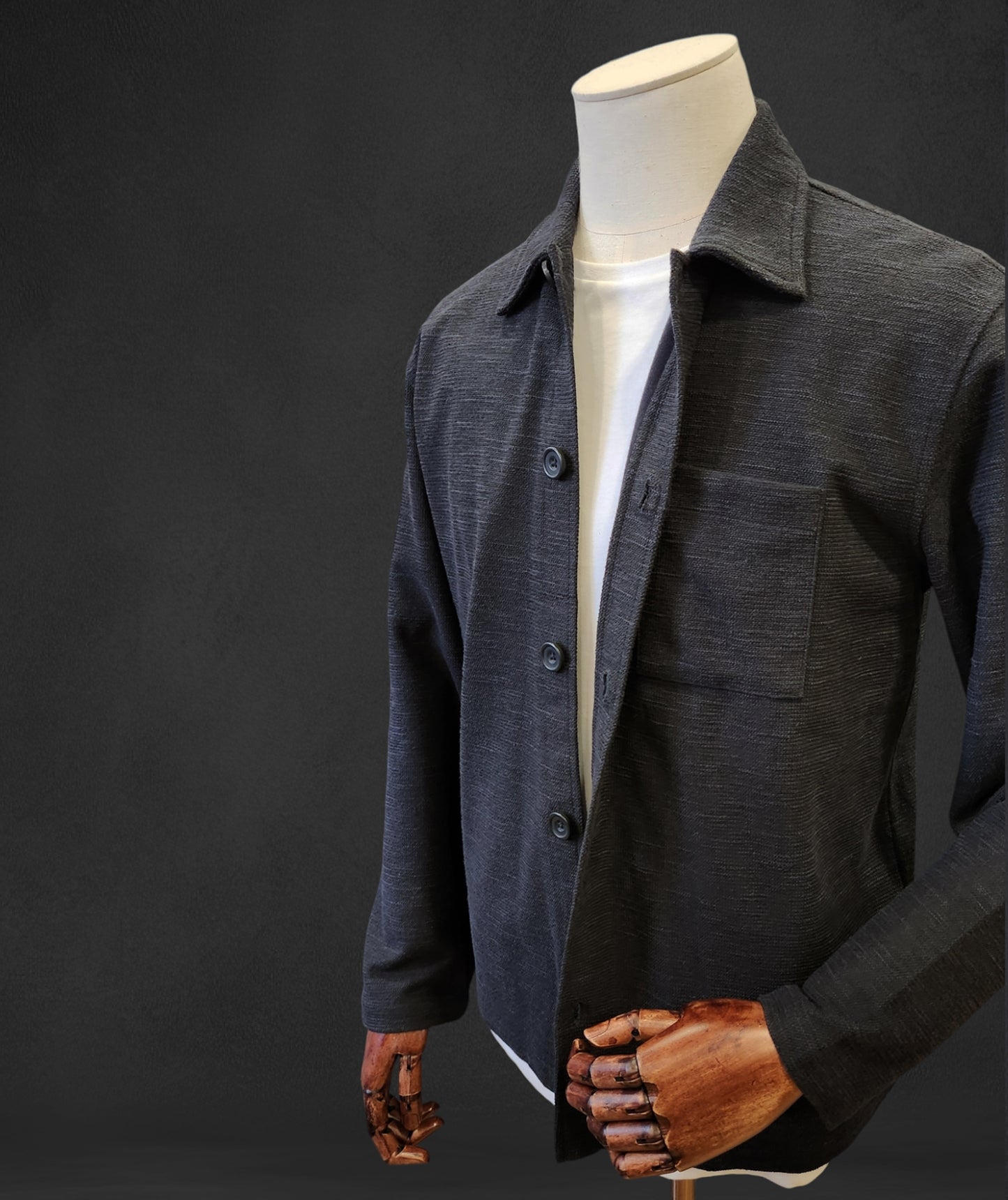 Warm-Handle Cotton Blend Over-Shirt - Charcoal