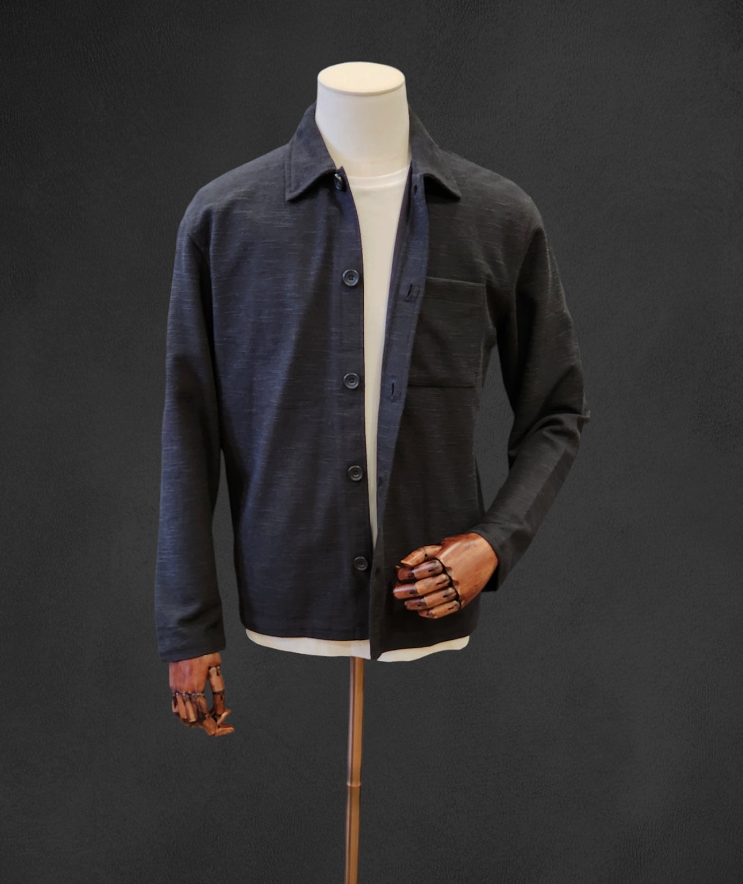 Warm-Handle Cotton Blend Over-Shirt - Charcoal