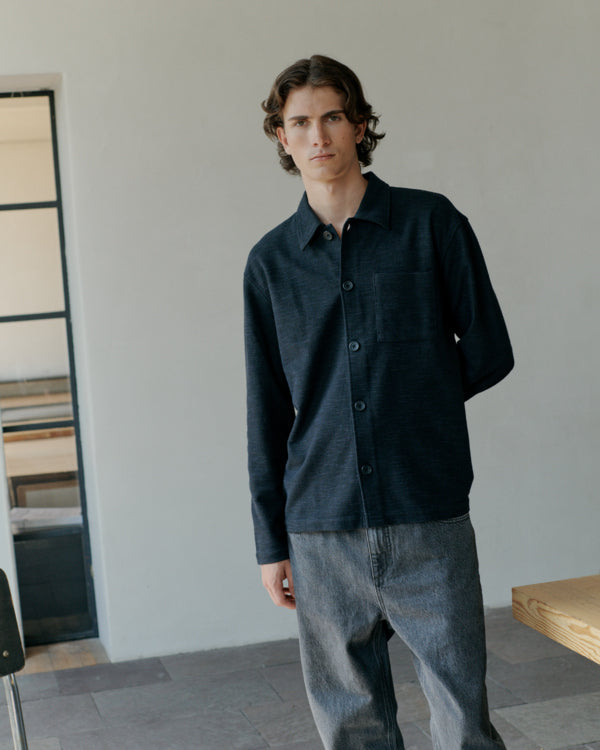 Warm-Handle Cotton Blend Over-Shirt - Charcoal