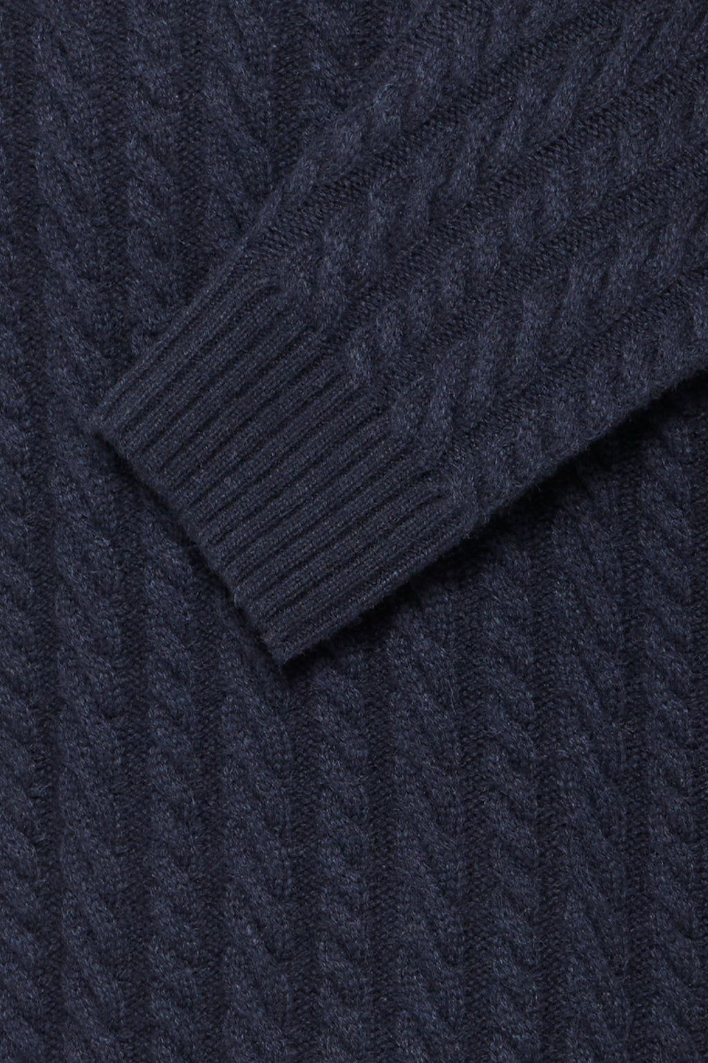 Wool-Rich Cable-Knit Sweater - Navy