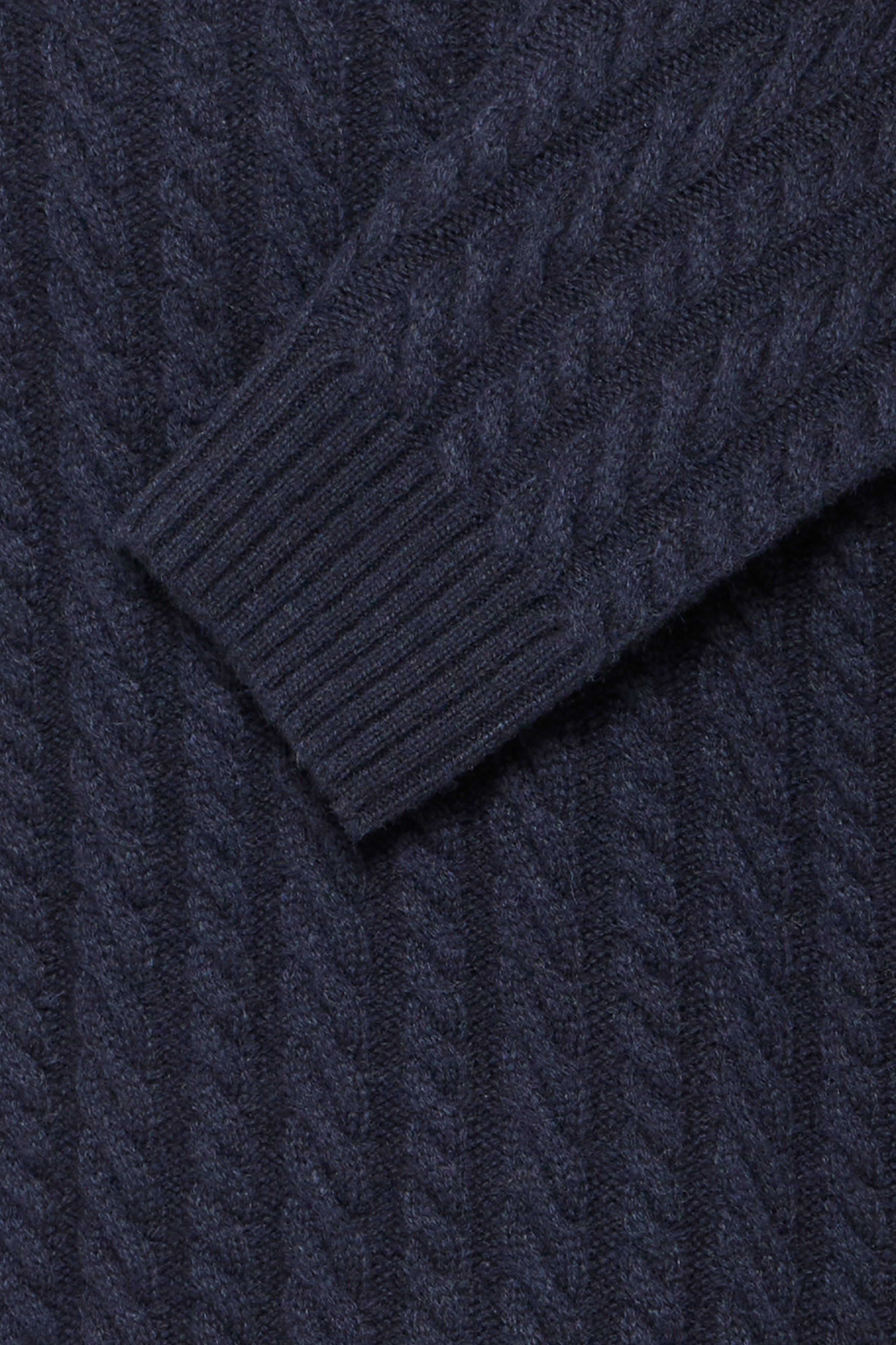 Wool-Rich Cable-Knit Sweater - Navy