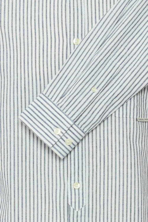 CFANDREW Striped Linen Mix Shirt - Blue