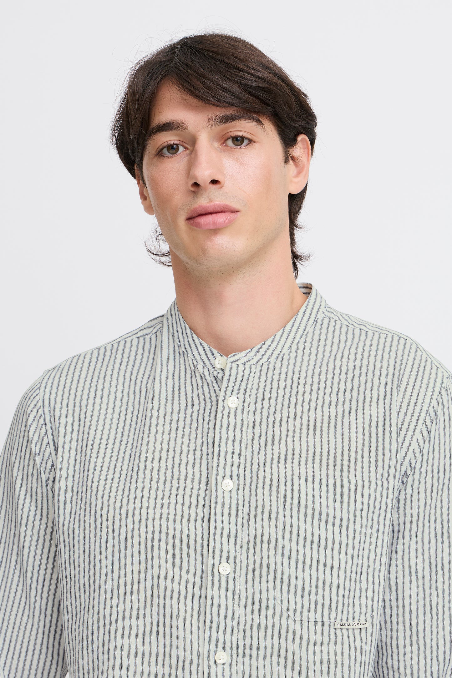 CFANDREW Striped Linen Mix Shirt - Blue
