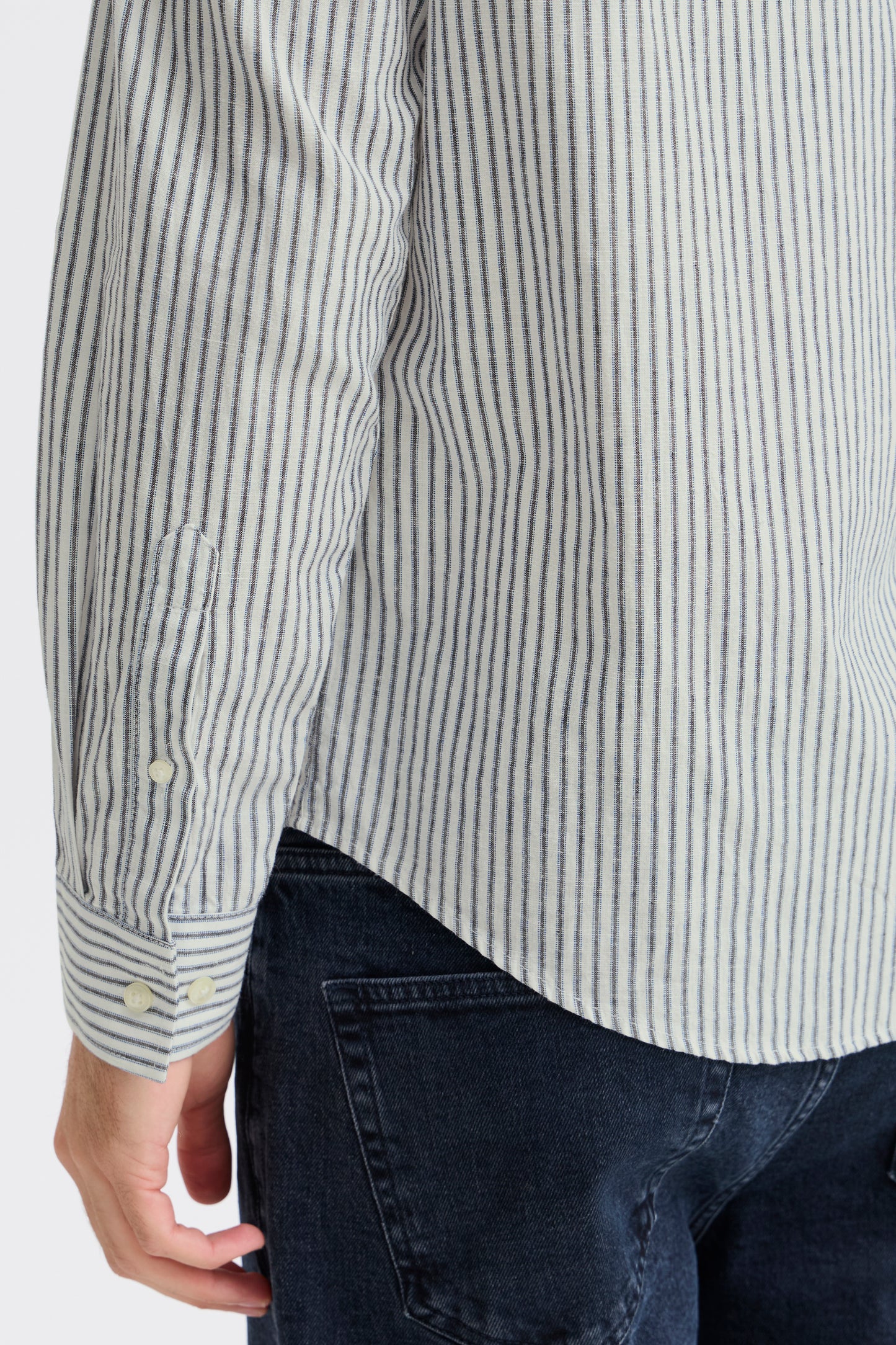 CFANDREW Striped Linen Mix Shirt - Blue