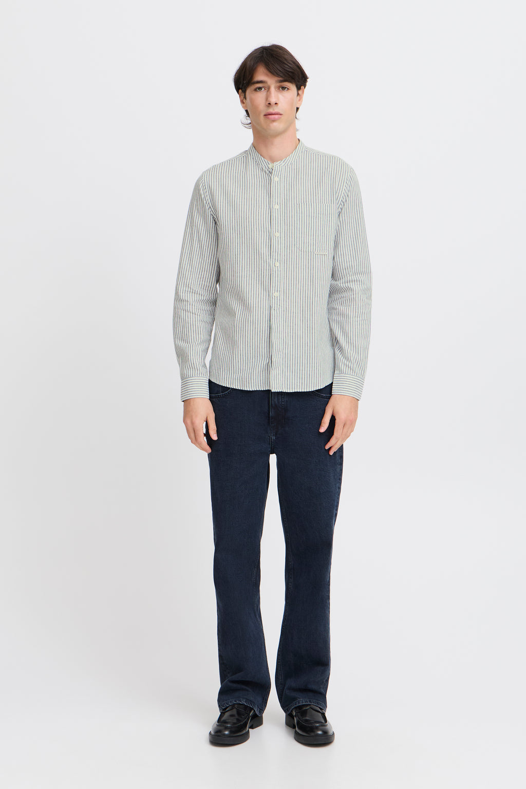 CFANDREW Striped Linen Mix Shirt - Blue