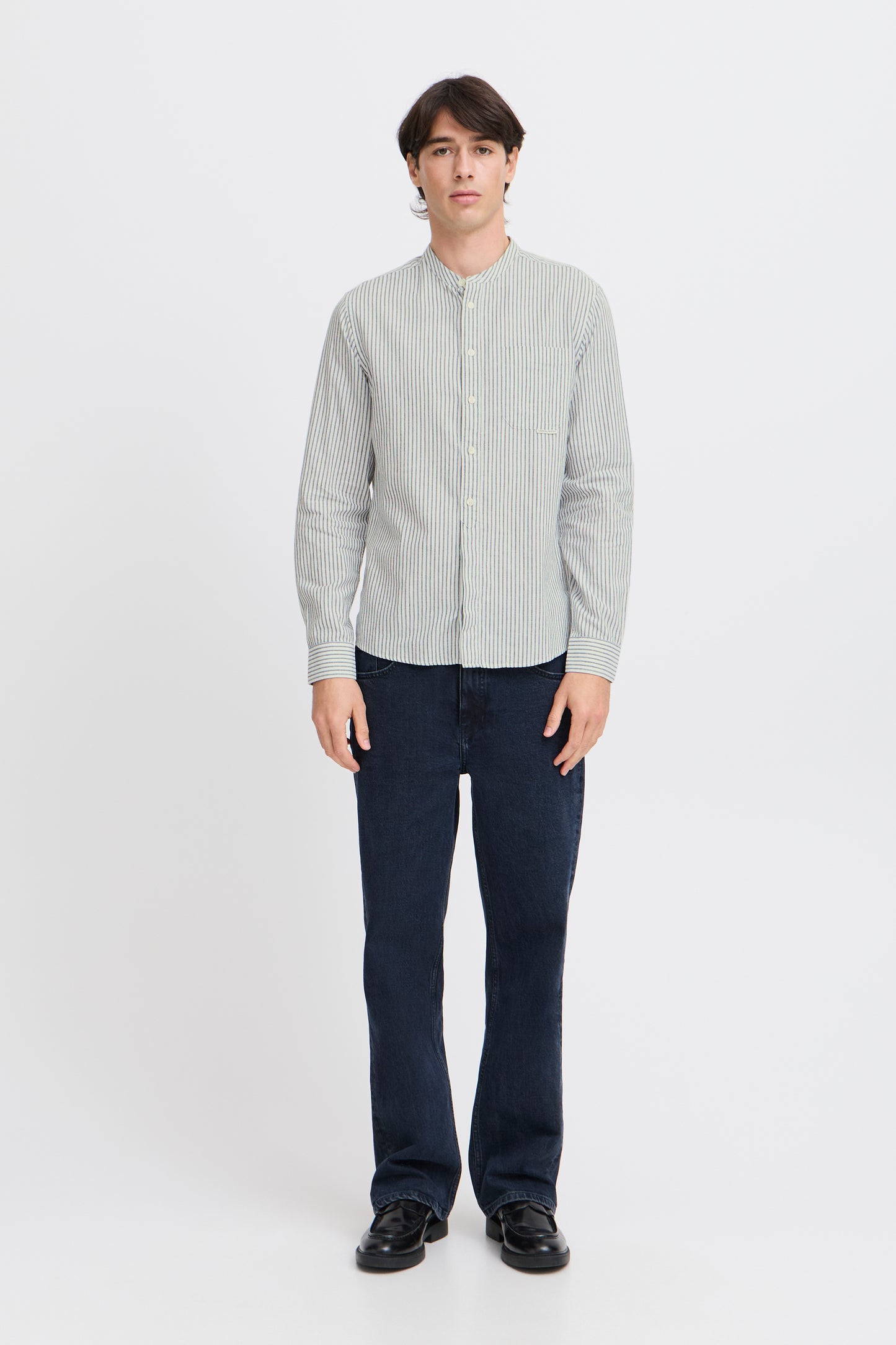 CFANDREW Striped Linen Mix Shirt - Blue