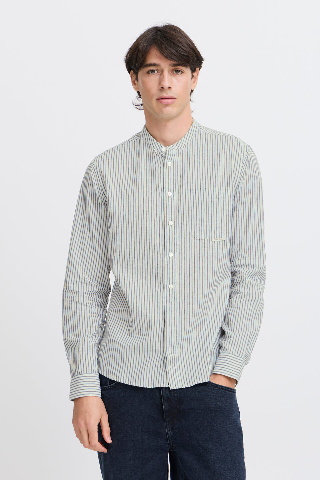 CFANDREW Striped Linen Mix Shirt - Blue
