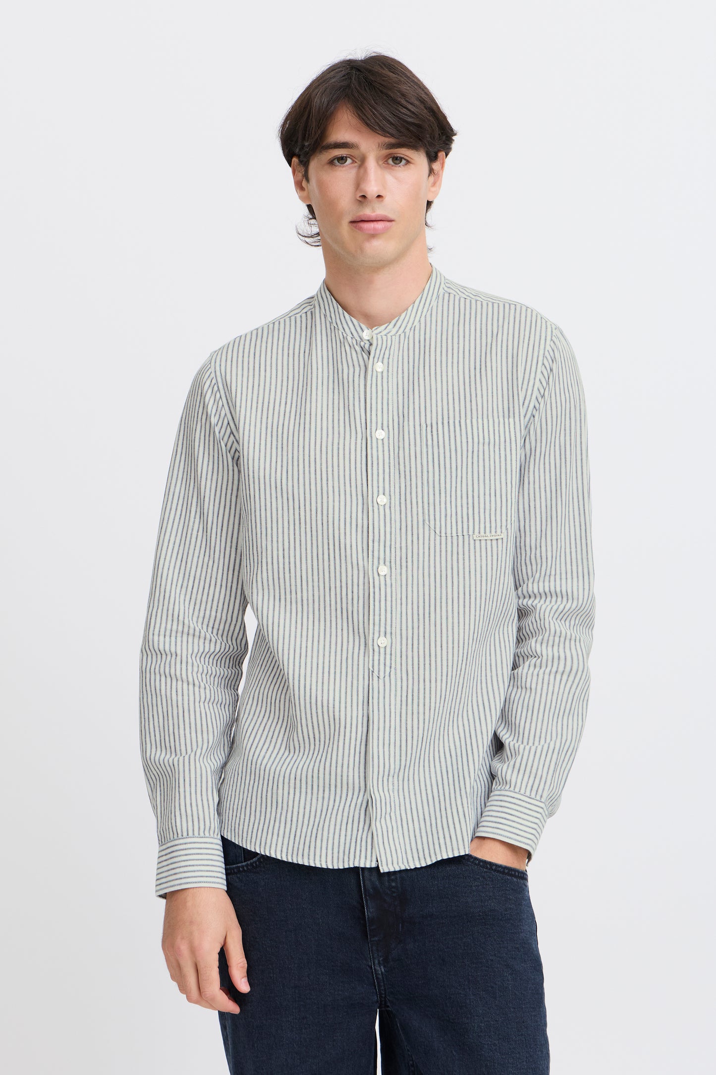 CFANDREW Striped Linen Mix Shirt - Blue