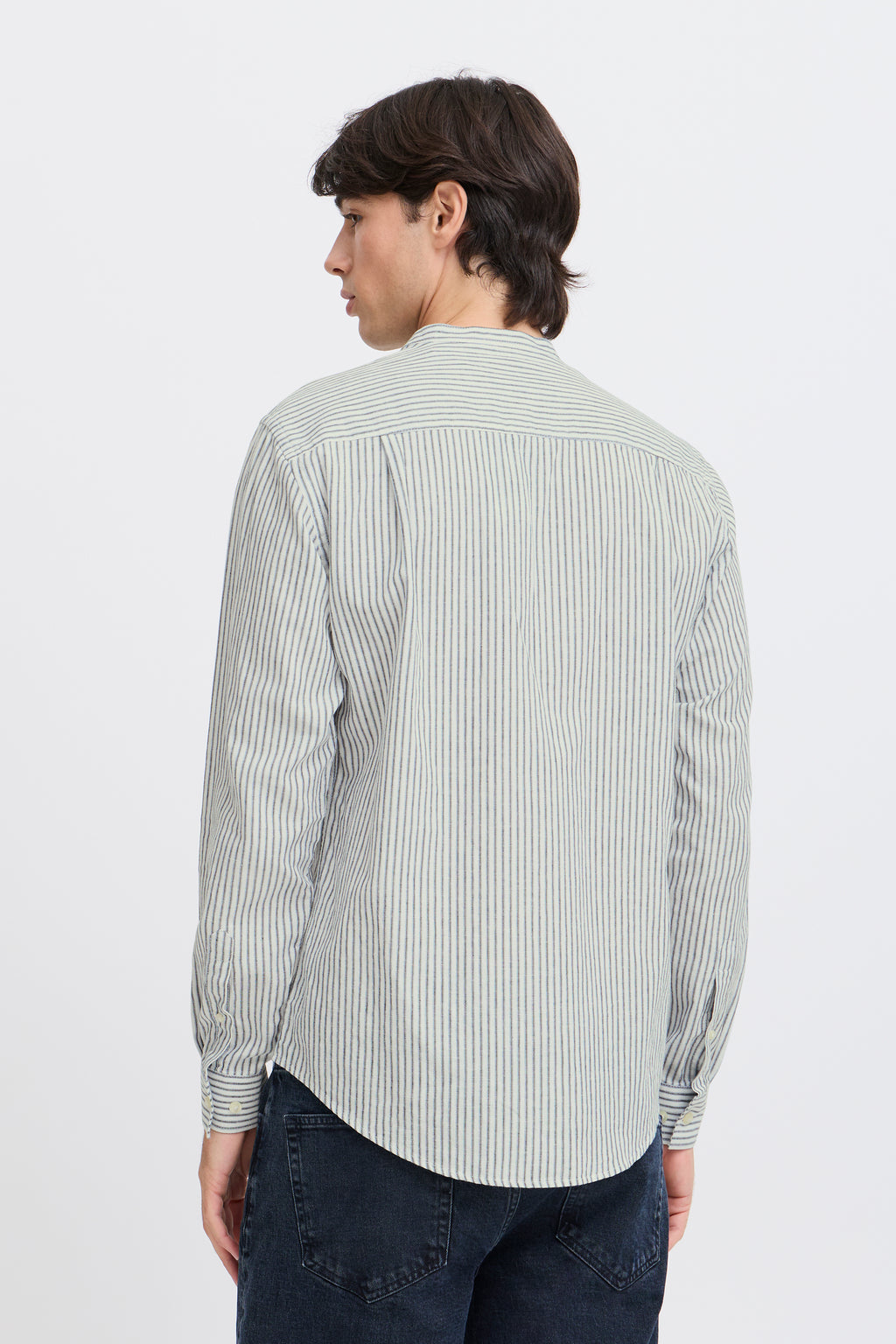 CFANDREW Striped Linen Mix Shirt - Blue