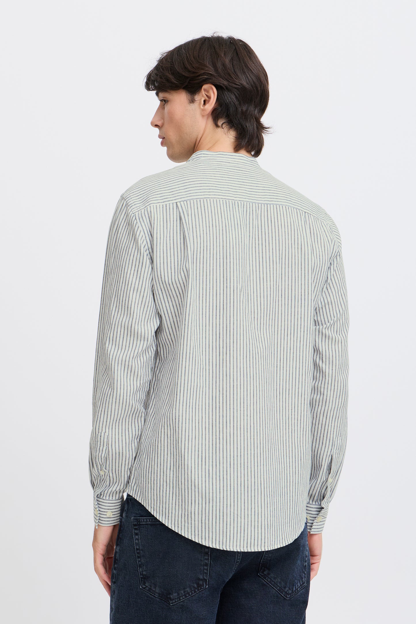 CFANDREW Striped Linen Mix Shirt - Blue