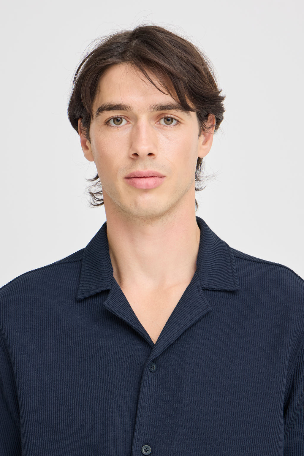 CFARCHER Knitted Stretch Co-Ord Shirt - Navy