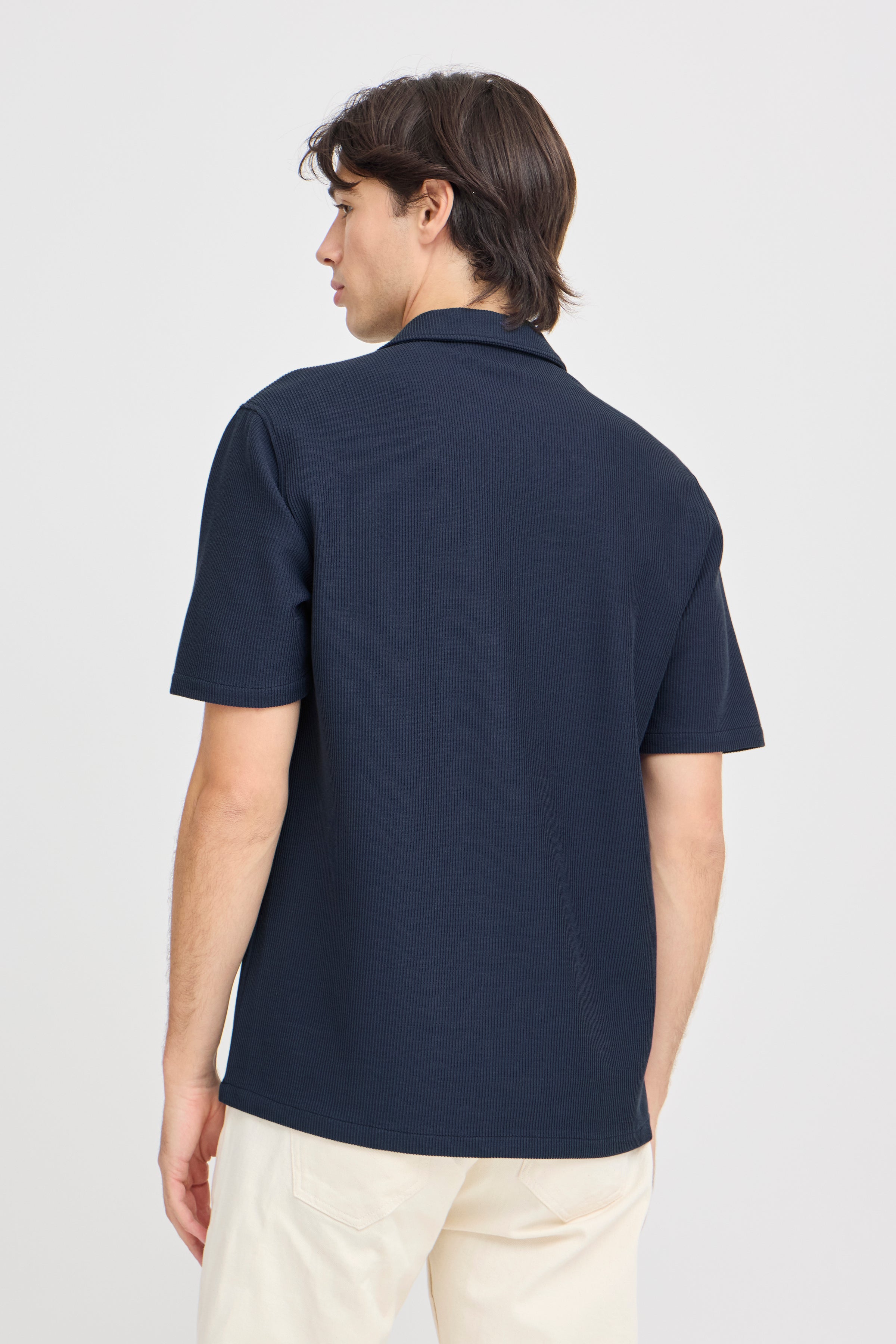 CFARCHER Knitted Stretch Co-Ord Shirt - Navy