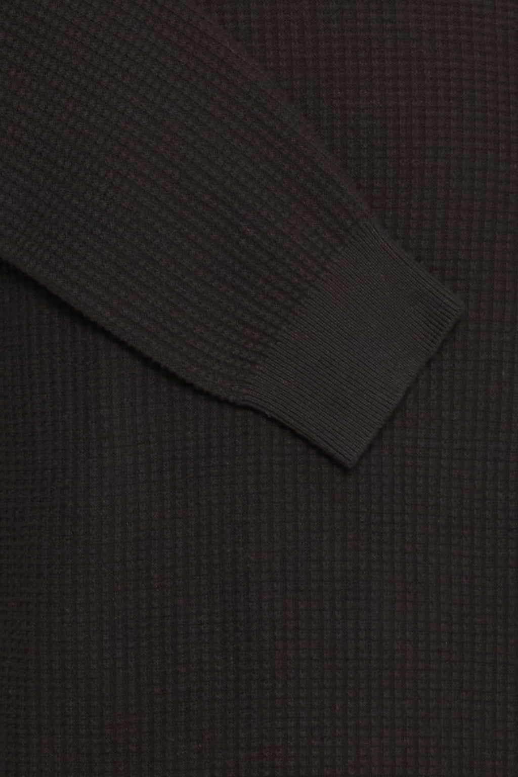 Classic Waffle Knit Cotton Crewneck Jumper - Black