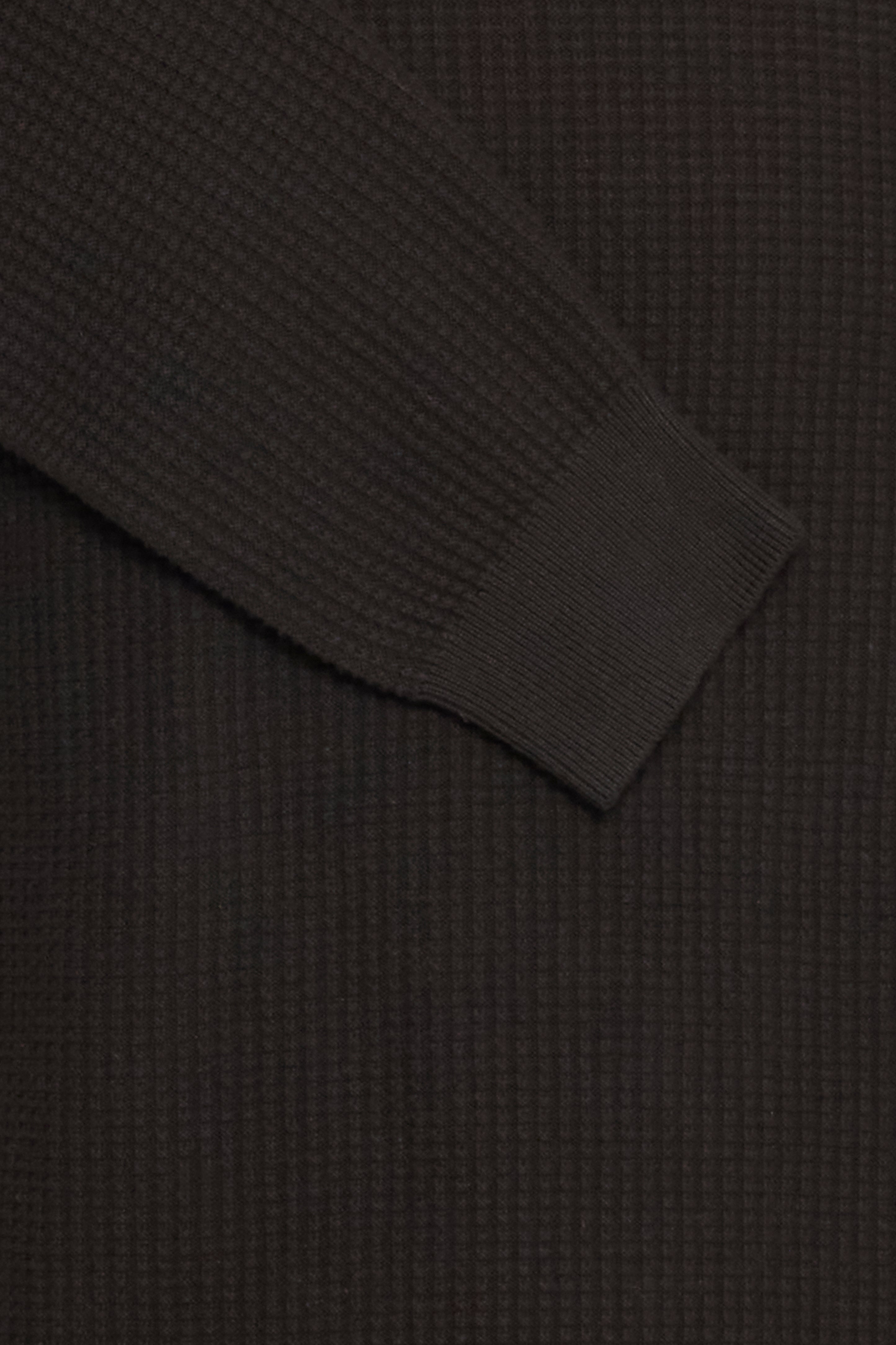 Classic Waffle Knit Cotton Crewneck Jumper - Black