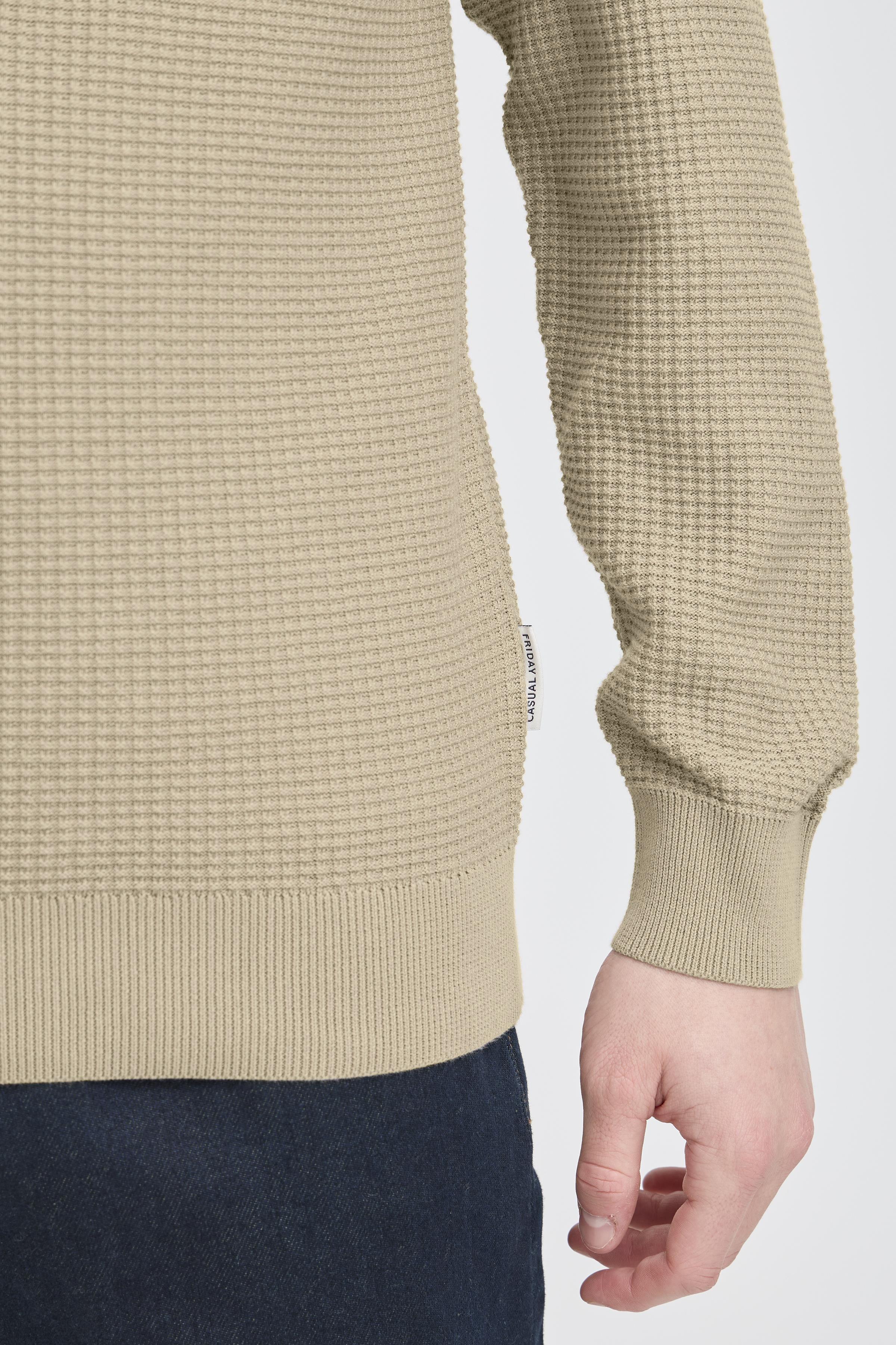Textured Quarter-Zip Cotton Sweater – Beige