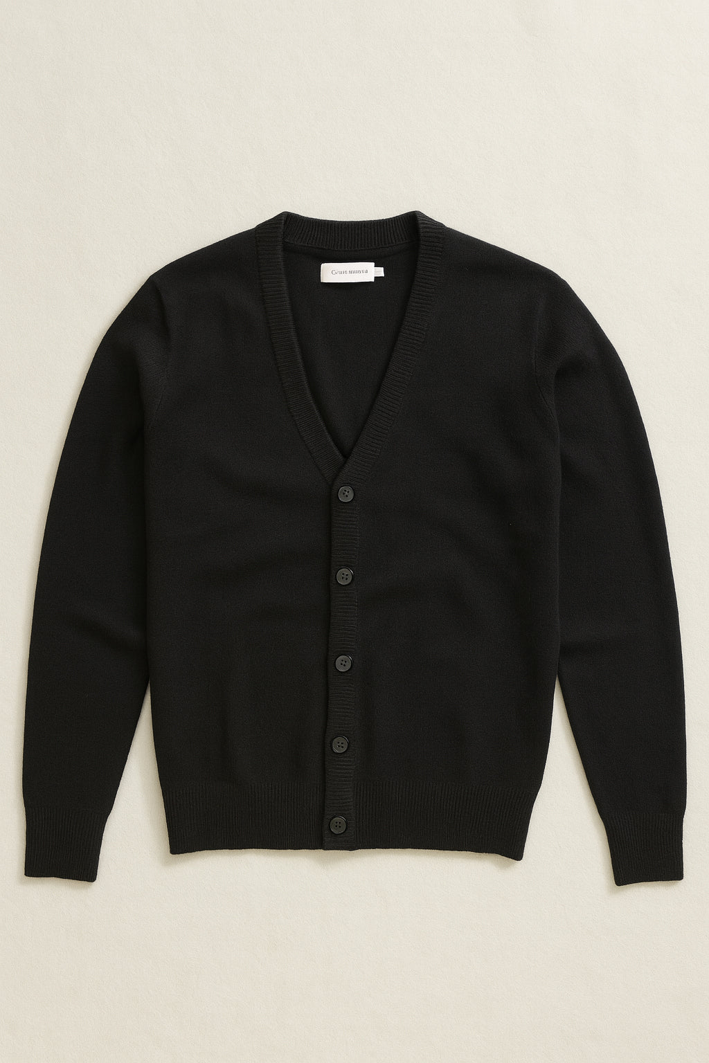 Woolen Button Cardigan - Black