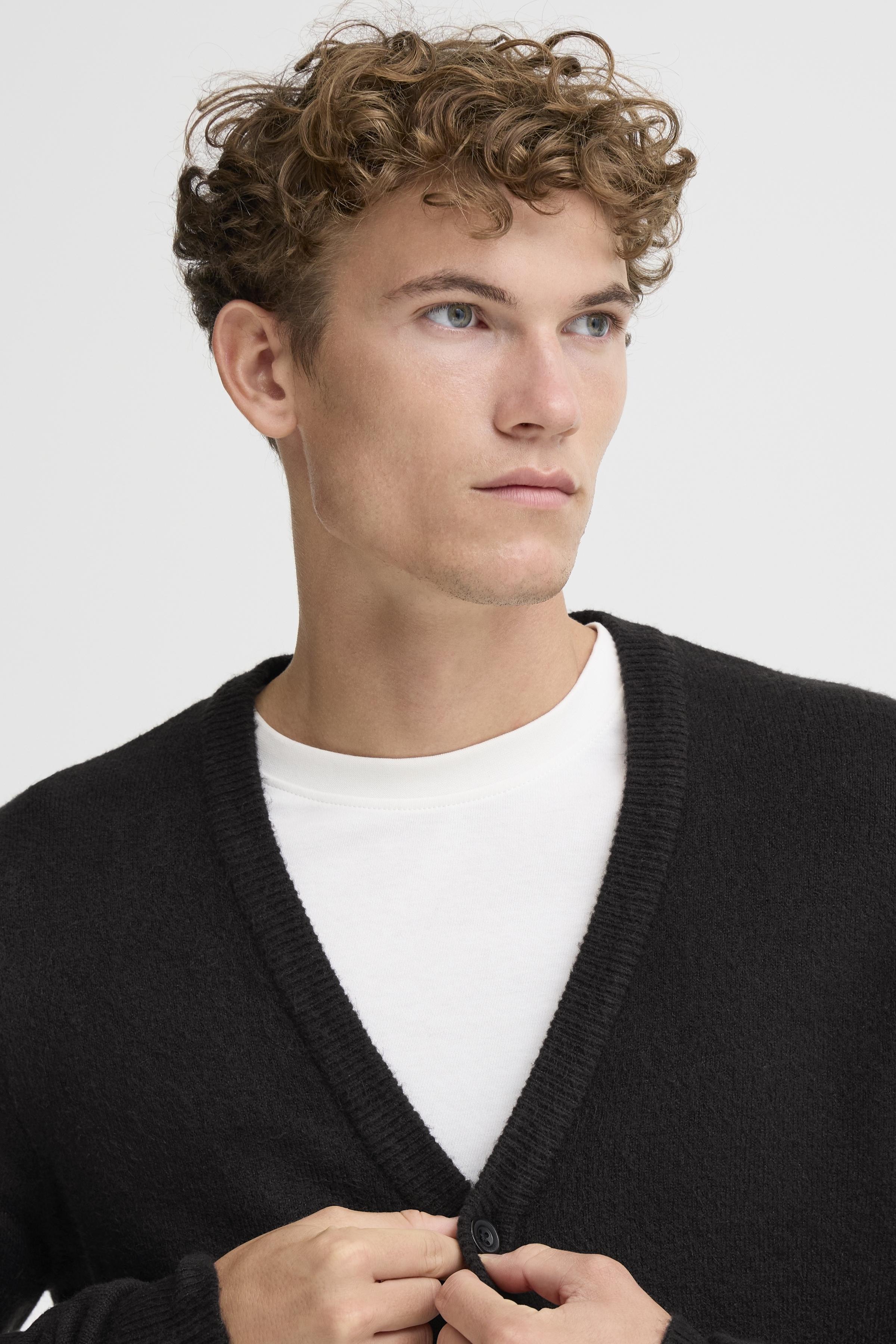 Woolen Button Cardigan - Black