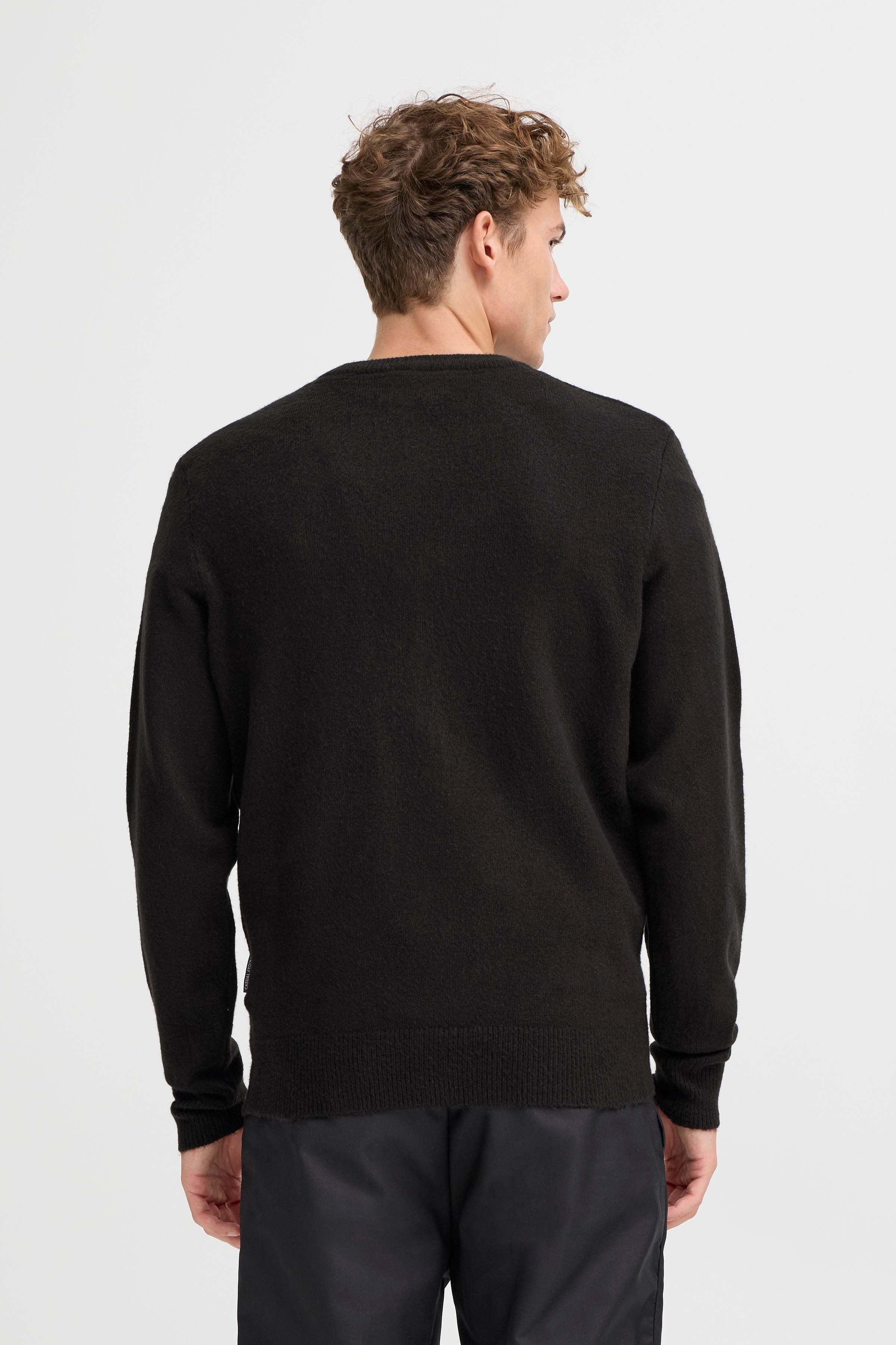 Woolen Button Cardigan - Black