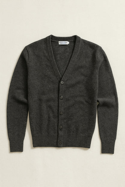 Woolen Button Cardigan - Charcoal Grey