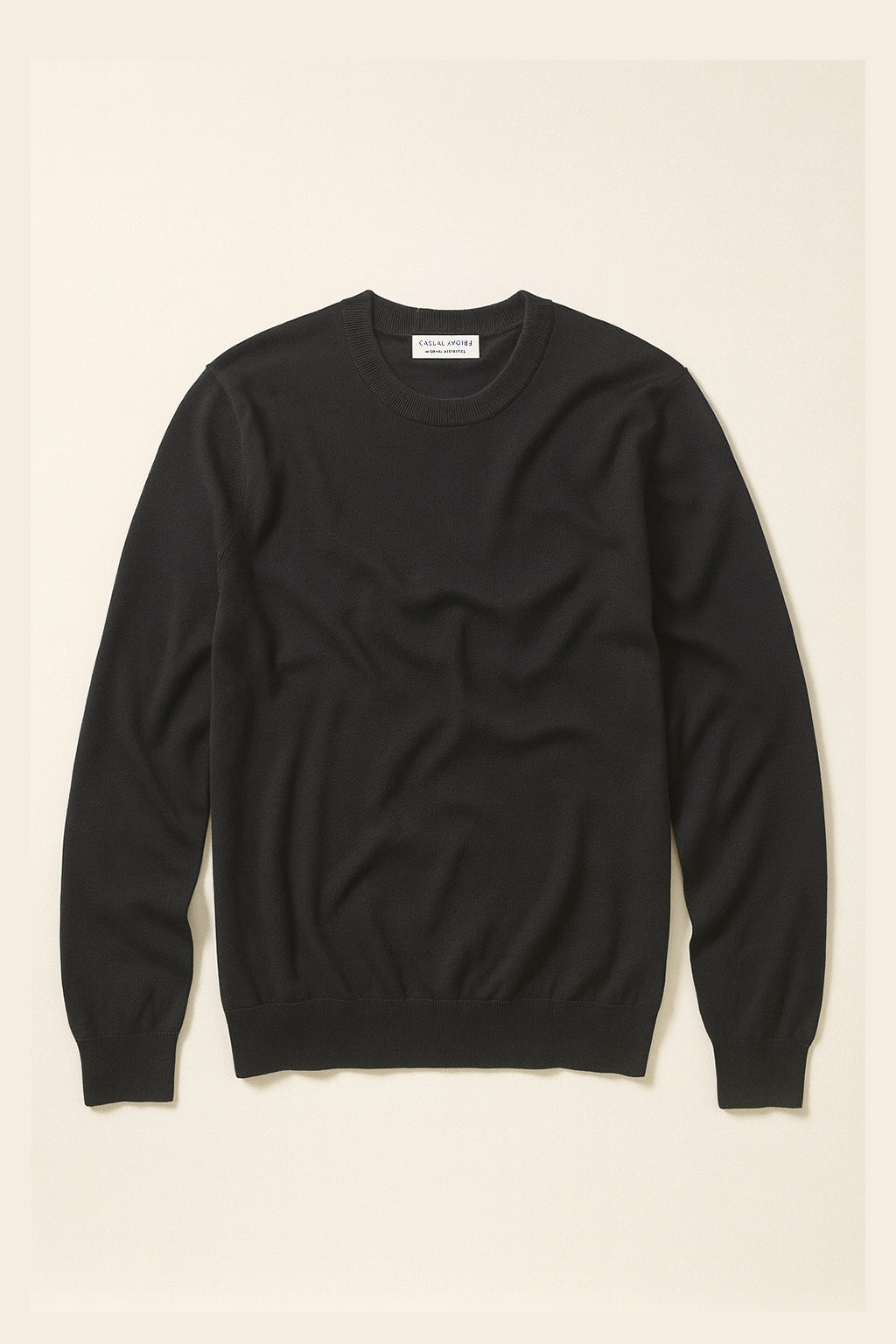 Superfine Cotton Lightweight Crewneck Jumper - Black