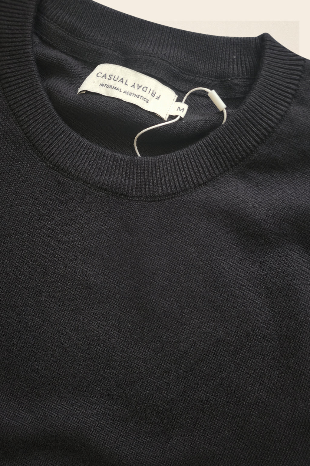 Superfine Cotton Lightweight Crewneck Jumper - Black
