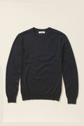 Superfine Cotton Lightweight Crewneck Jumper - Dark Navy