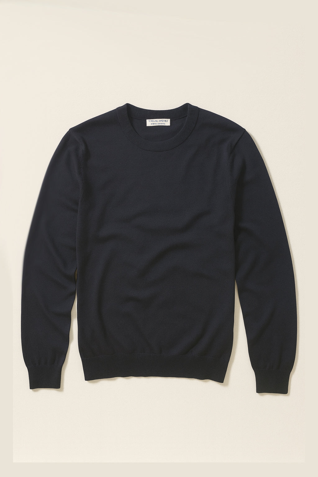 Superfine Cotton Lightweight Crewneck Jumper - Dark Navy