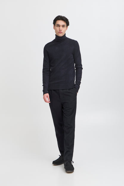 Relaxed Fit Pleated Trousers - Navy