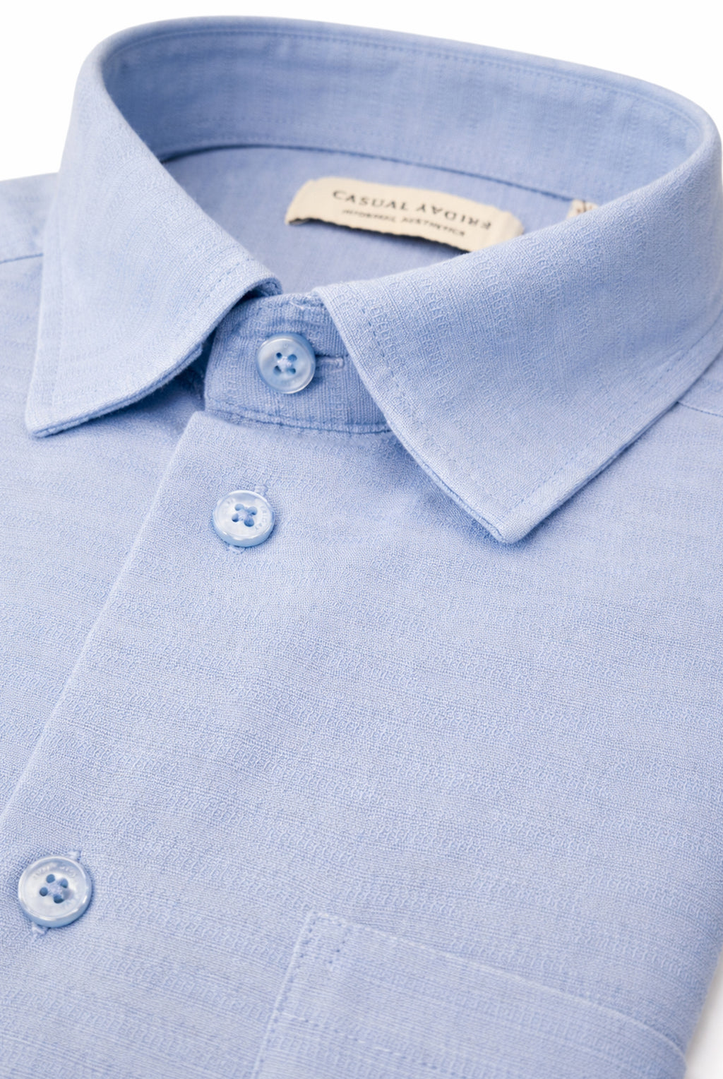CFAABERG Cotton Basket Weave Shirt - Sky