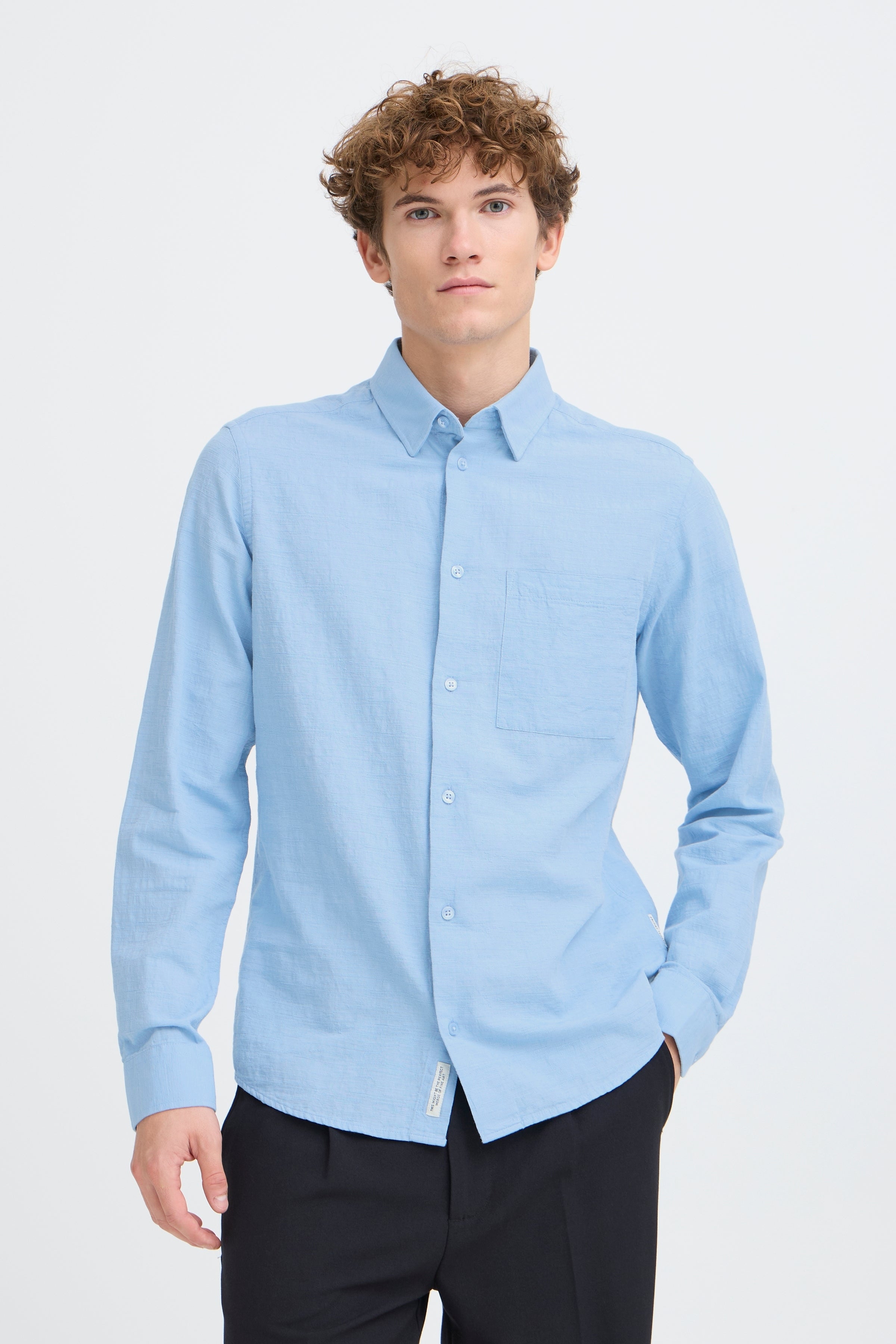 CFAABERG Cotton Basket Weave Shirt - Sky