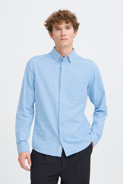 CFAABERG Cotton Basket Weave Shirt - Sky