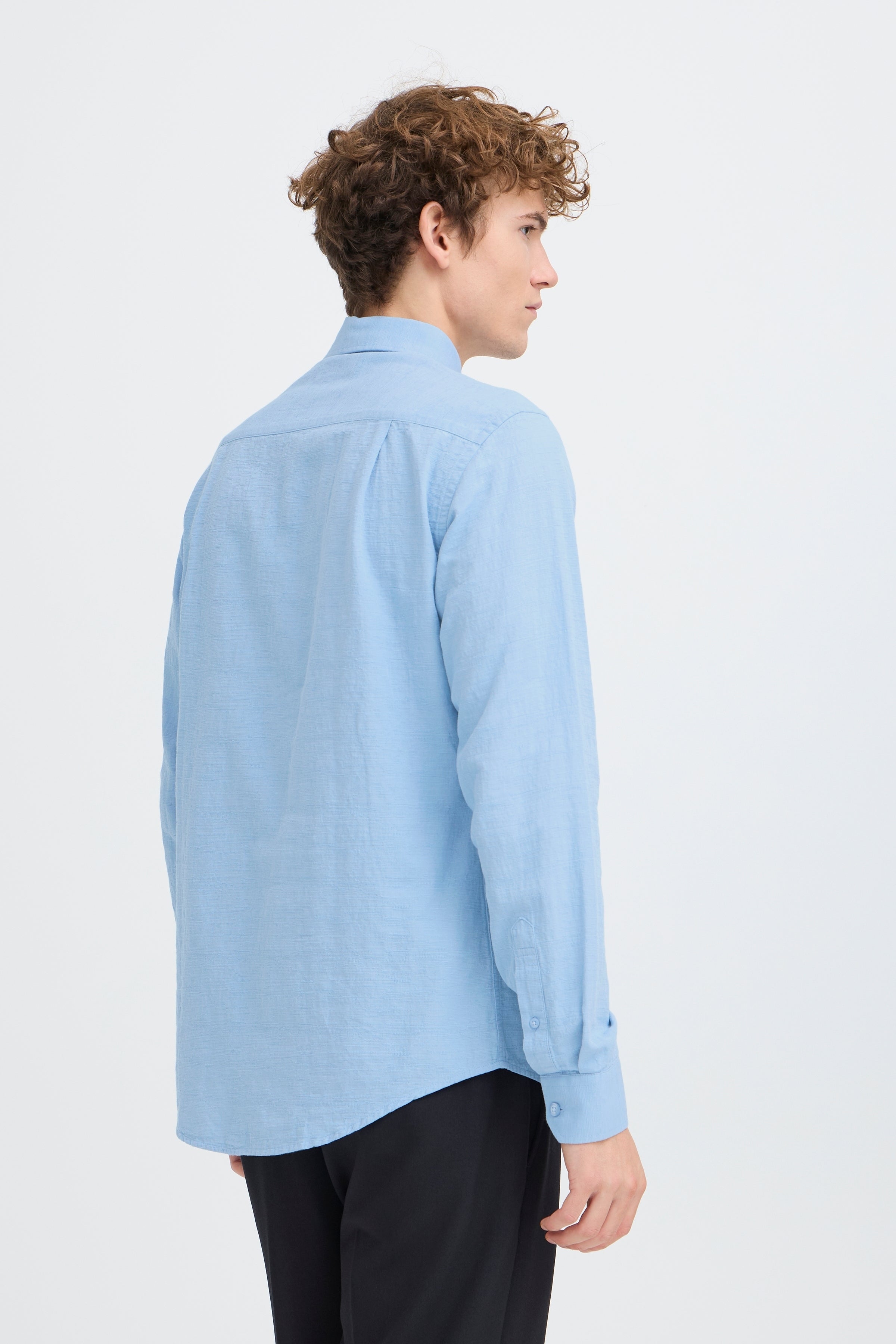 CFAABERG Cotton Basket Weave Shirt - Sky