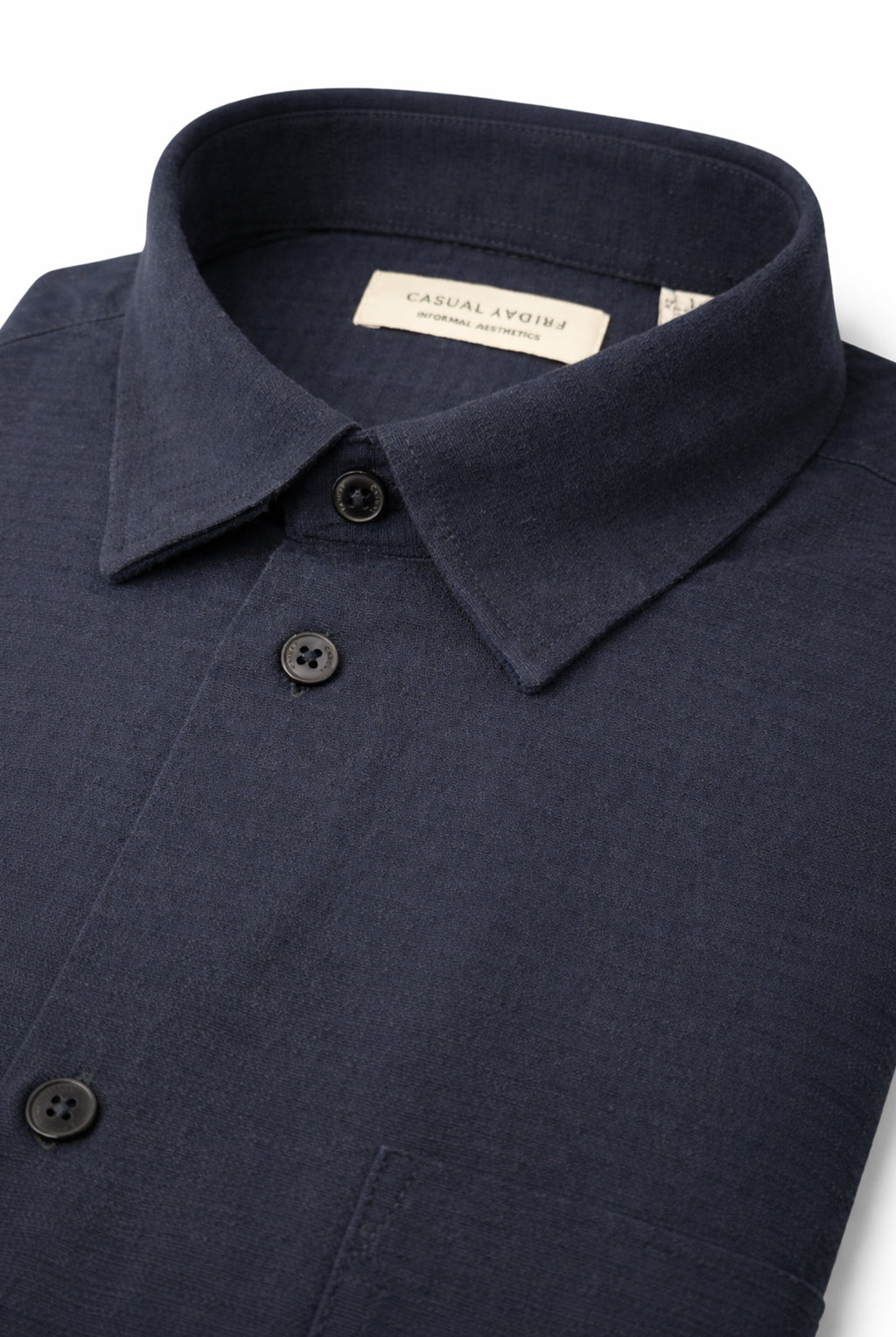 CFAABERG Cotton Basket Weave Shirt - Navy