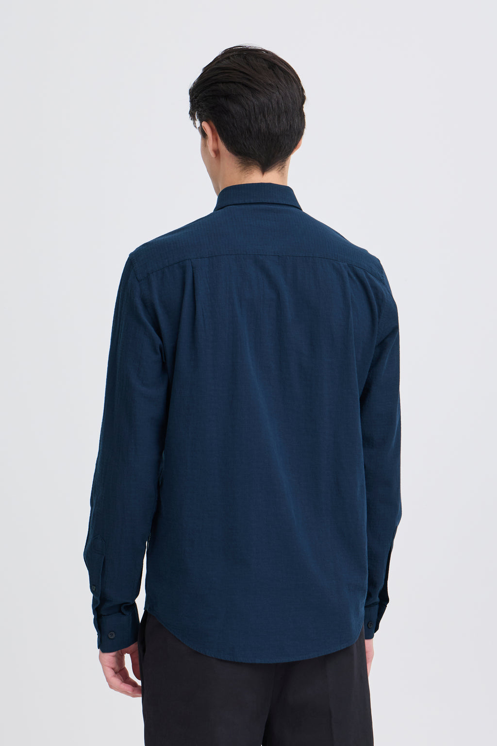 CFAABERG Cotton Basket Weave Shirt - Navy
