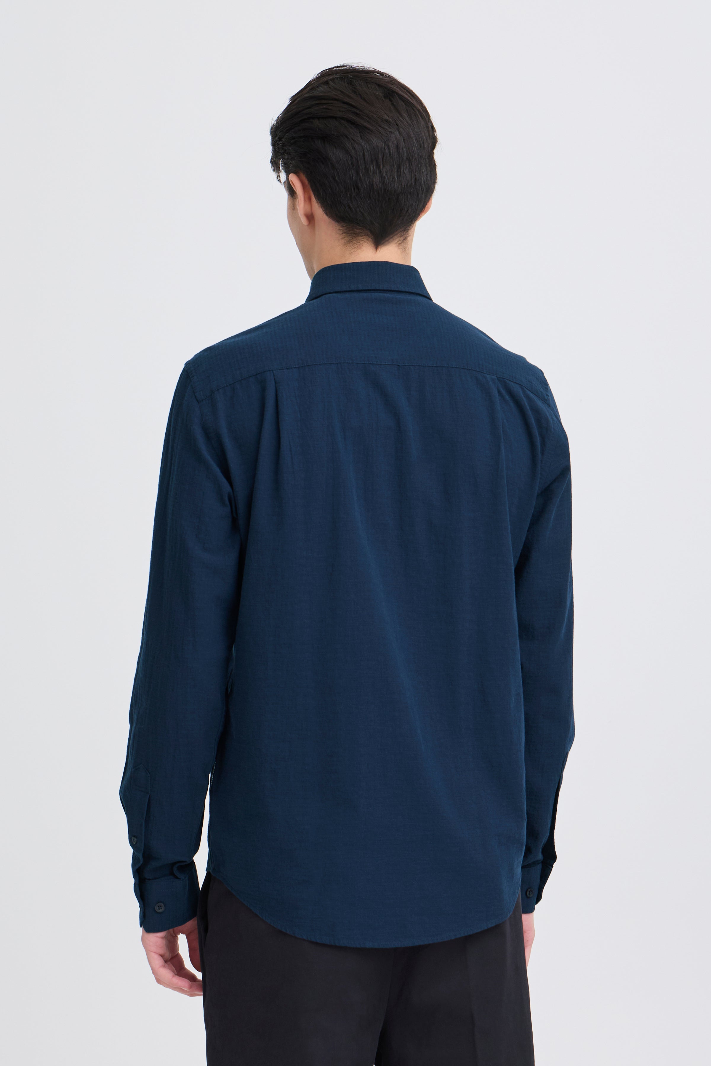 CFAABERG Cotton Basket Weave Shirt - Navy