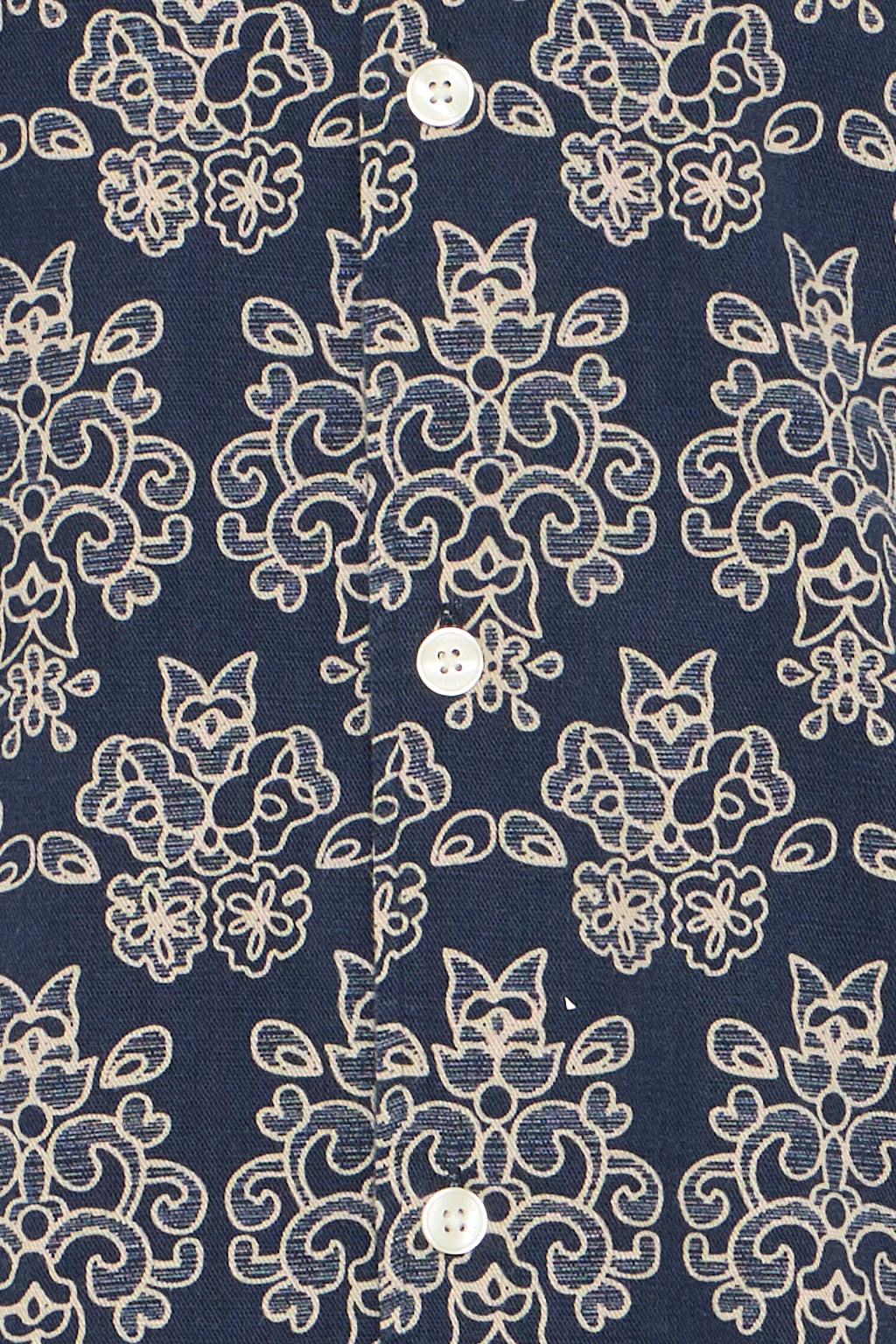 Ornamental Damask Short Sleeve Shirt - Navy & Ivory