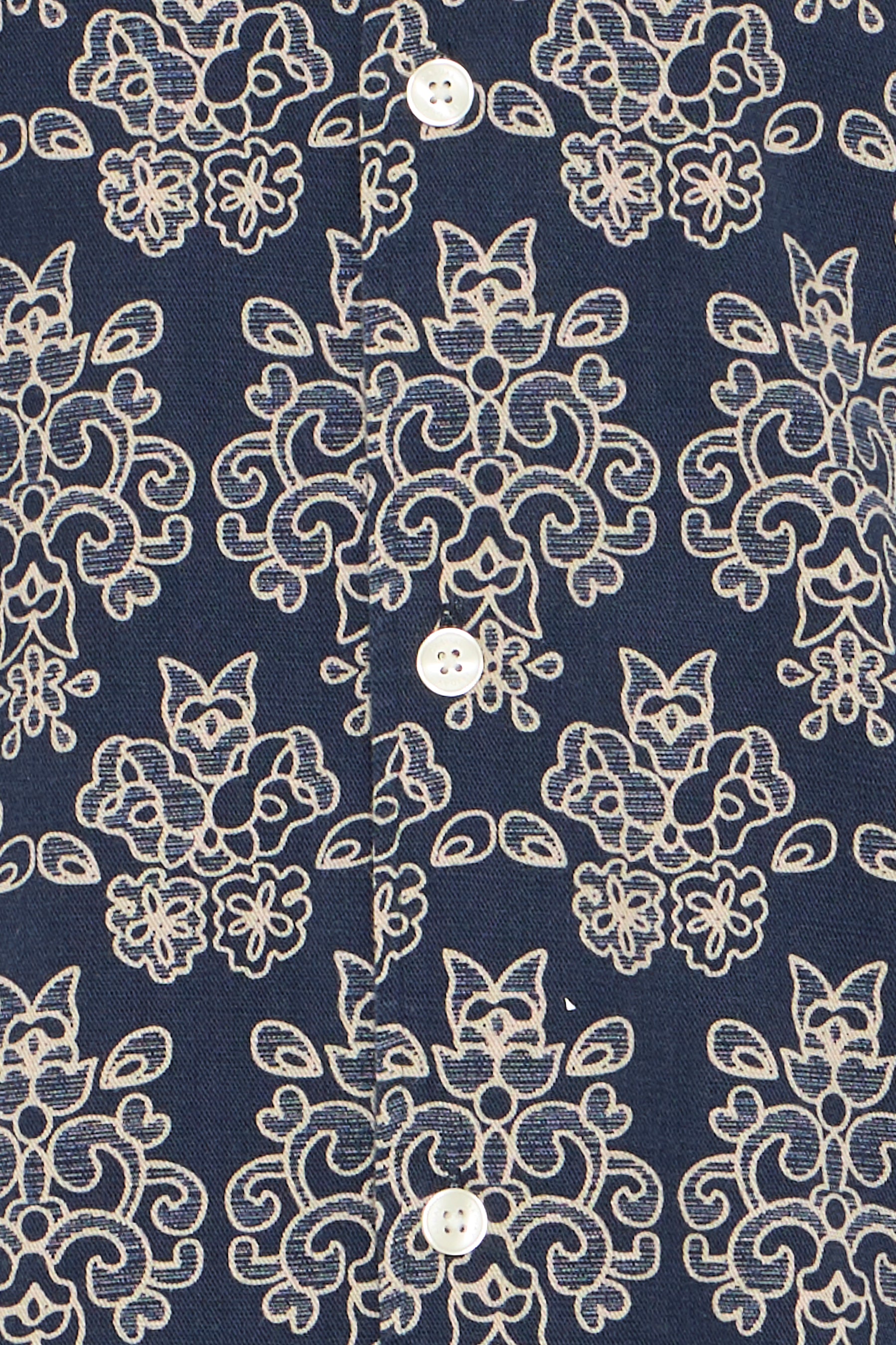 Ornamental Damask Short Sleeve Shirt - Navy & Ivory